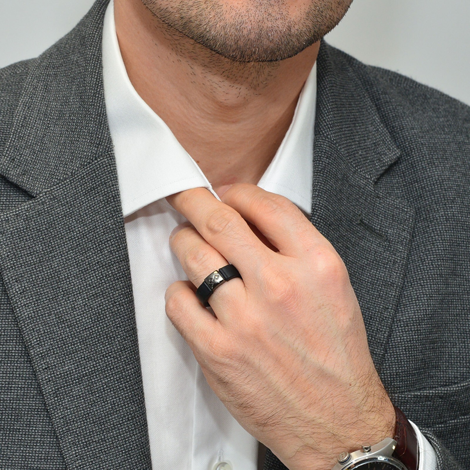 Rinfit Infinity&Metal Silicone Rings for Men. Soft & Comfortable Wedding Band