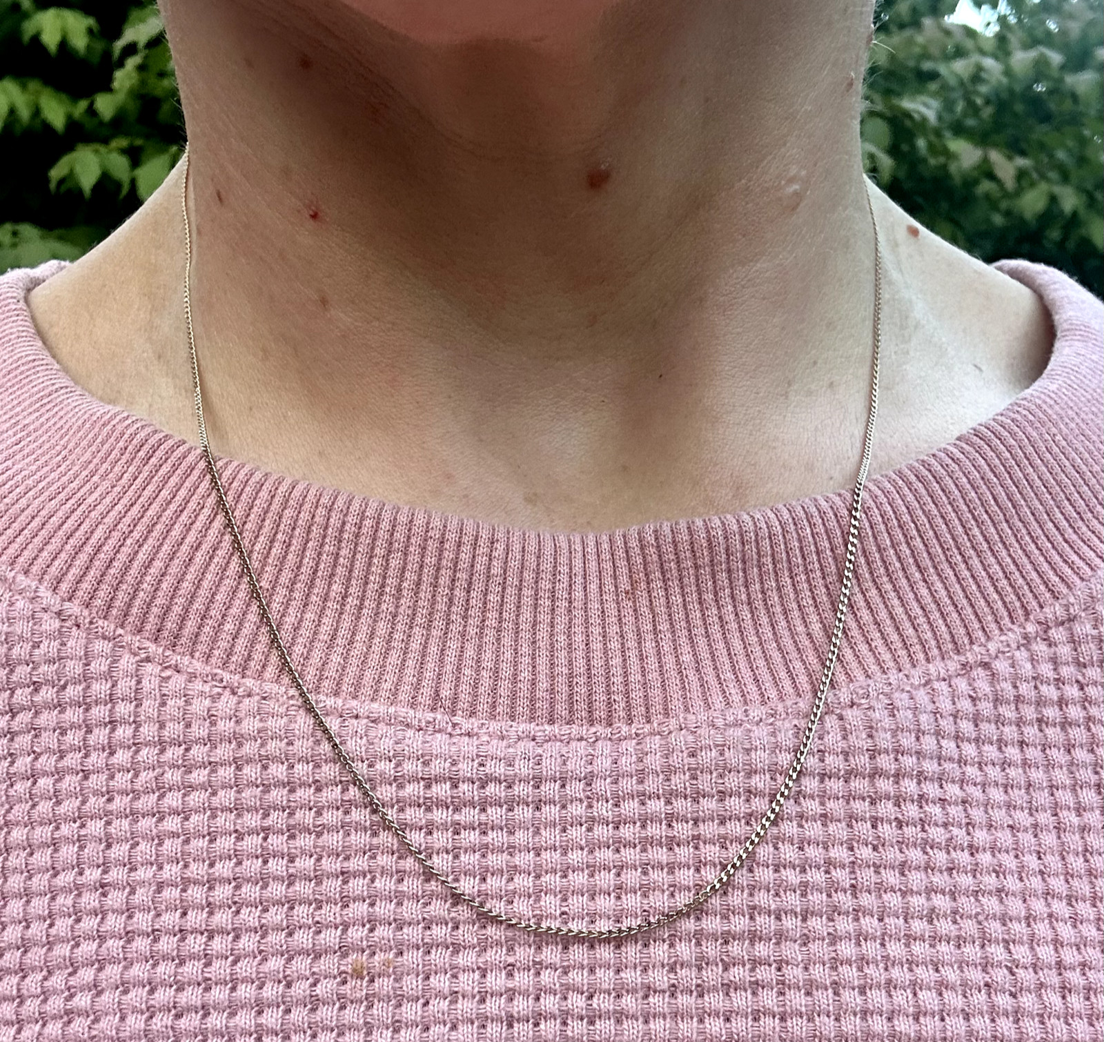 14K Yellow Gold Flat Curb Chain 18in 1.4g Vintage .9mm link