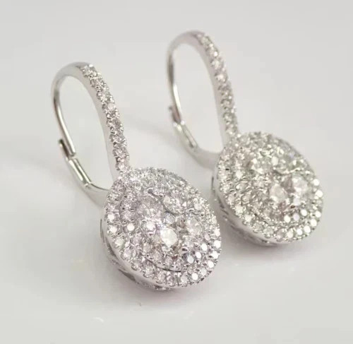 2Ct Lab Created Diamond Round Drop & Dangle Earrings 14K White Gold Plated