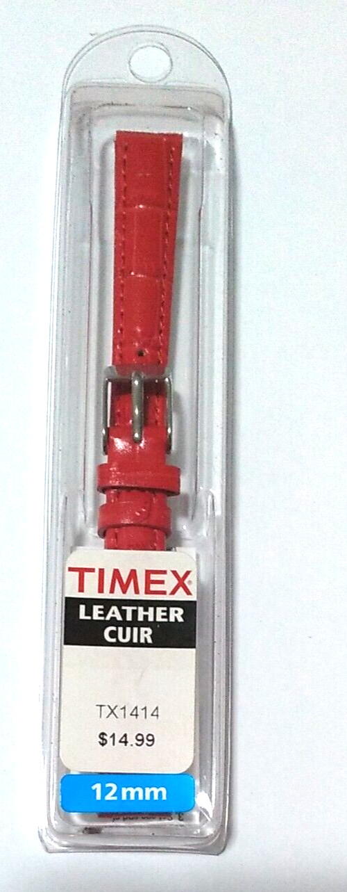 Timex Ladies Womens Red Genuine Leather Crocodile Grain 12mm Regular Watch Band