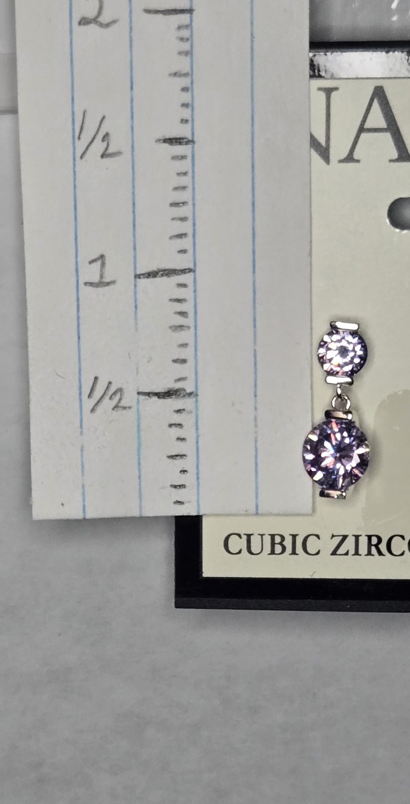 Napier Silver Tone Round Light Purple Cubic Zirconia Double Drop Dangle Earrings