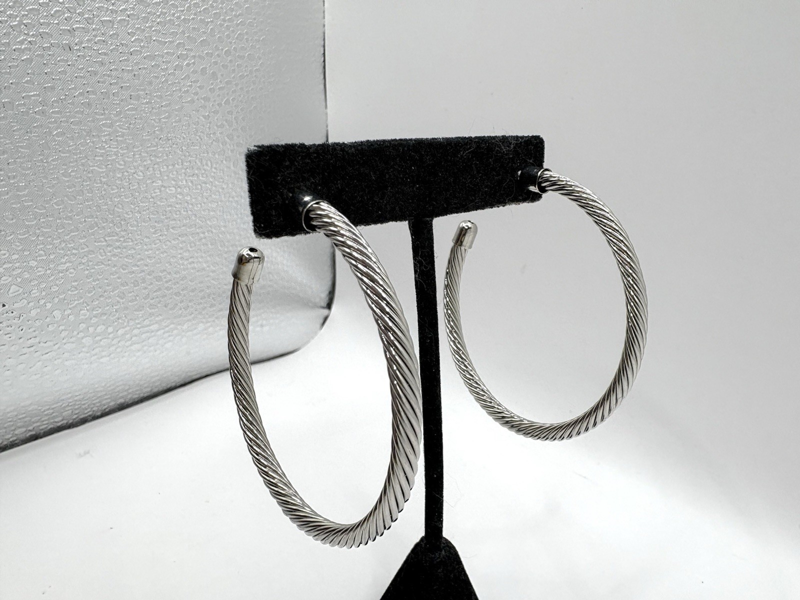 Hollow Twisted Wire Half Hoop Earrings 2.5”