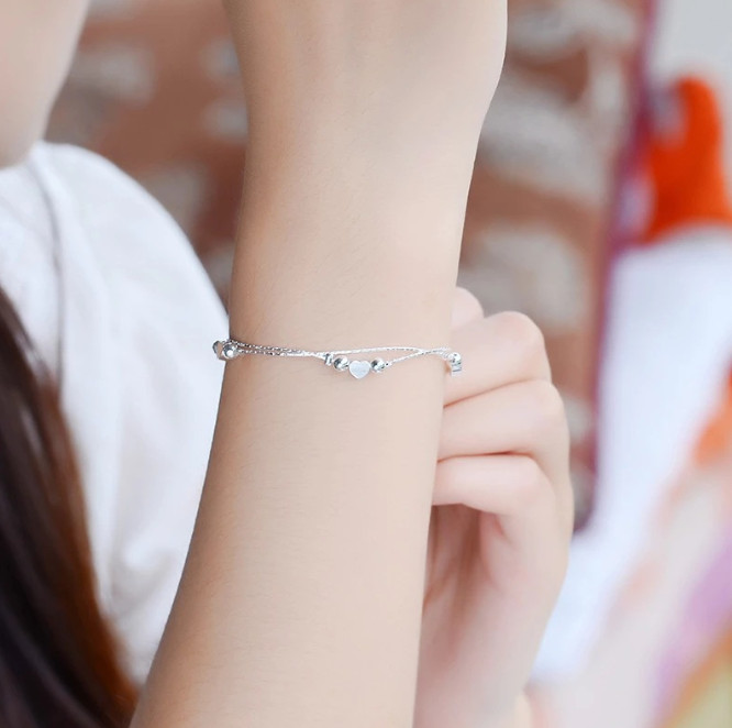 ADJUSTABLE Silver Anklet Bracelet Barefoot Sandal Beach Foot Heart Ball Chain