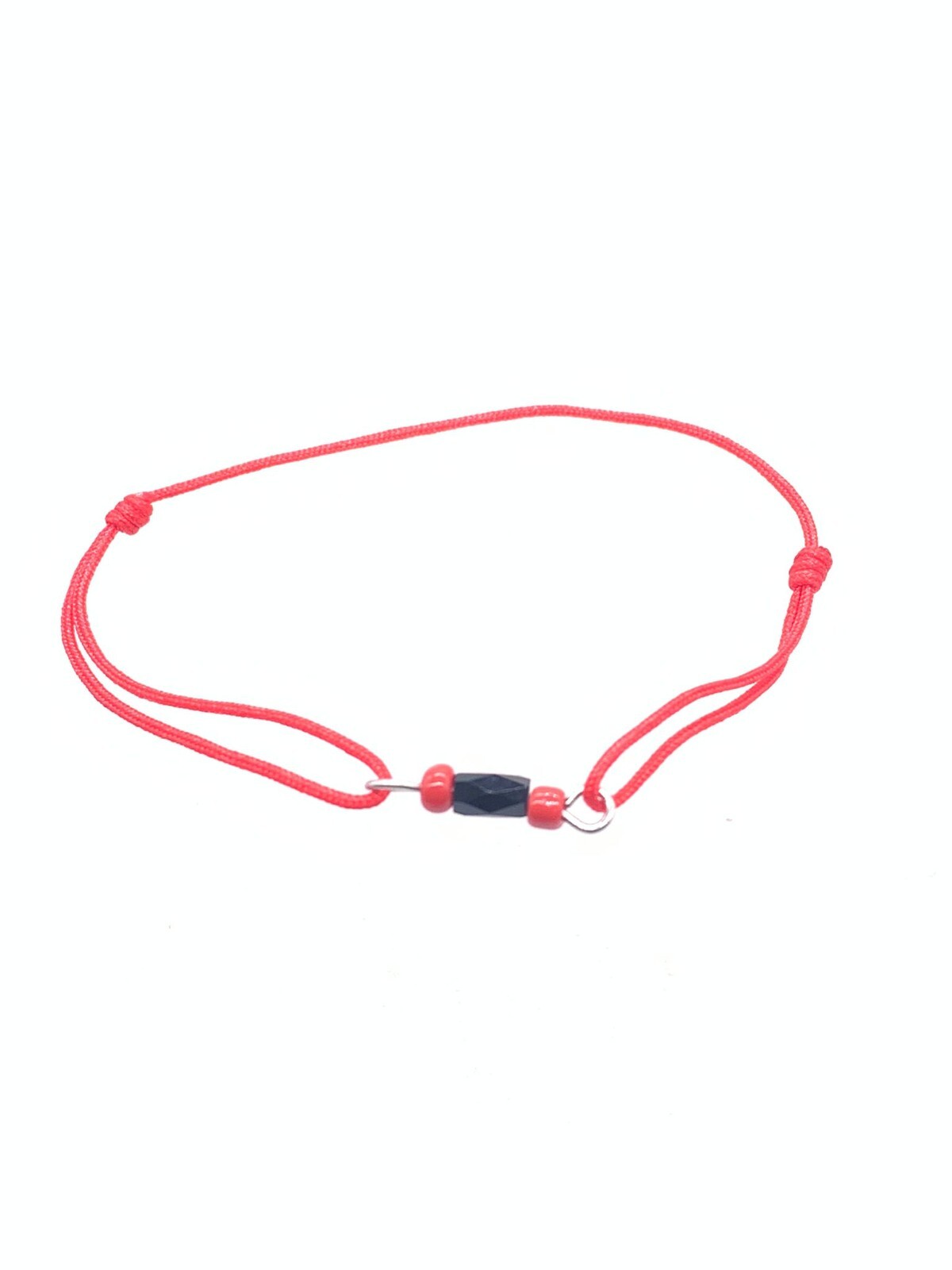 Red String Bead Stone Onyx Black Cool Bracelet Cord Adjustable 6in-10in pack x6