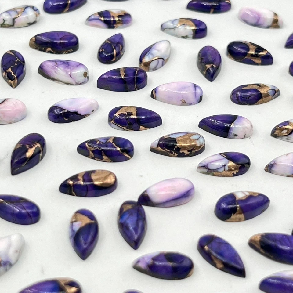 AAA+ Purple Buffalo Turquoise Cabochon Long Pear Loose Gemstone Jewelry Making