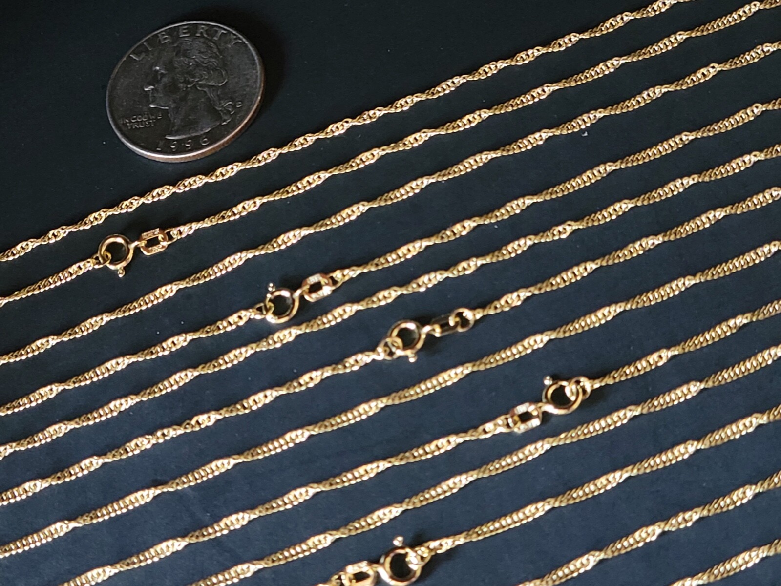 Singapore Chain 14 k Solid Yellow Gold 1.3 mm Diamond Cut Necklace 16″ – 24”