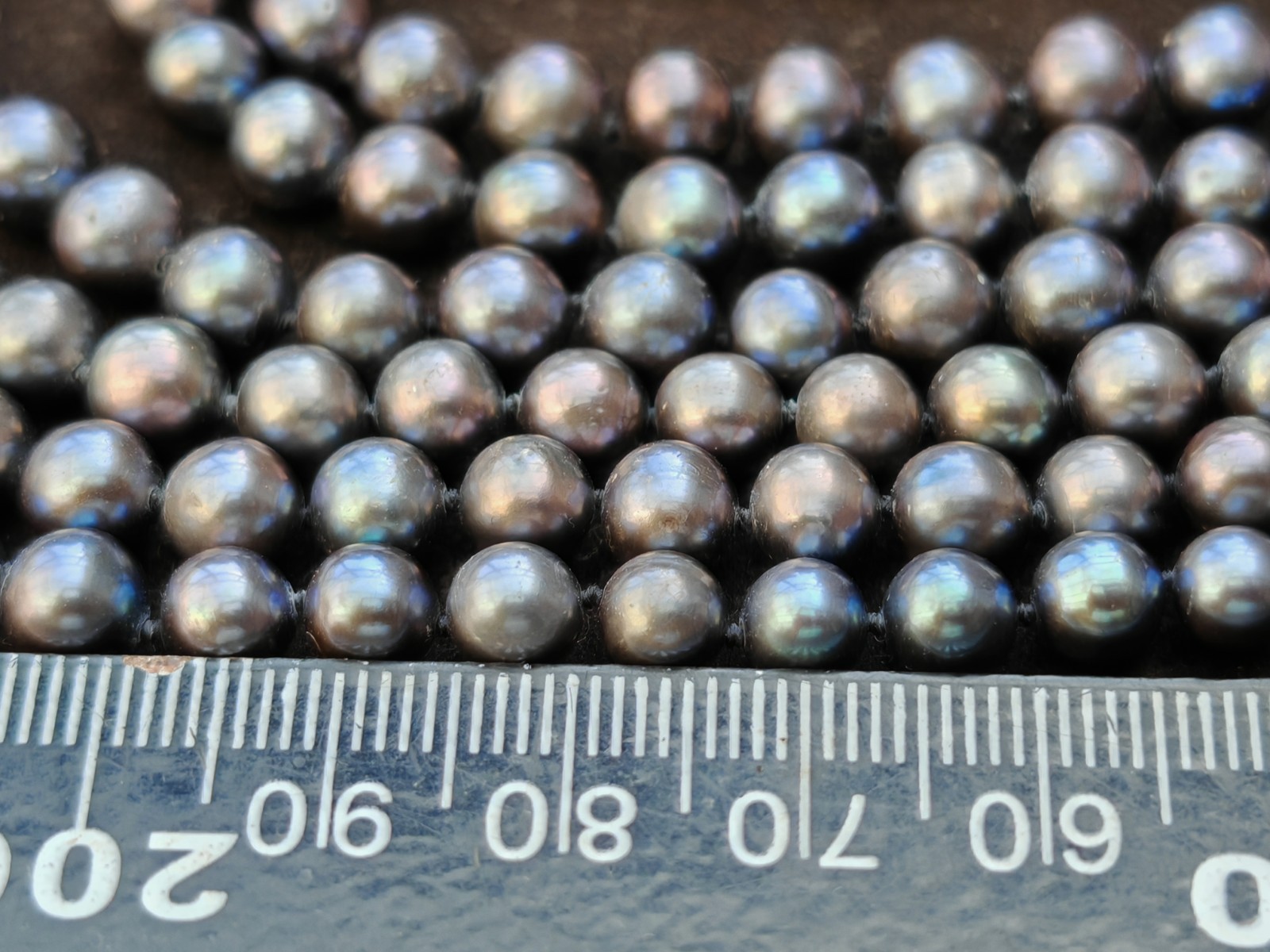 5 strand purple black peacock Tahitian style cultured pearl 925 necklace silk ba