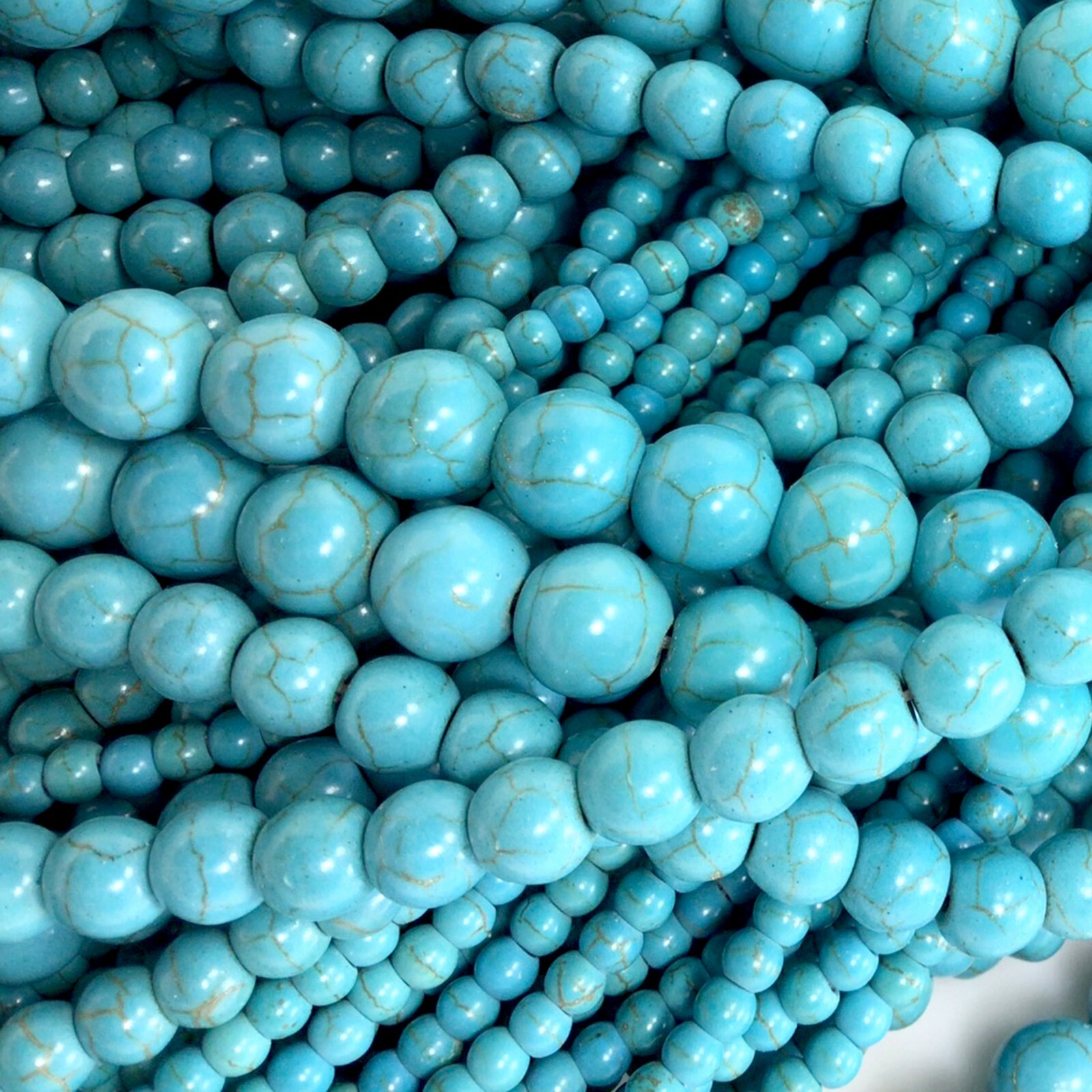 Gemstone Blue Magnesite Turquoise Round Loose Bead 15″ strand 4mm 6mm 8 10 12mm
