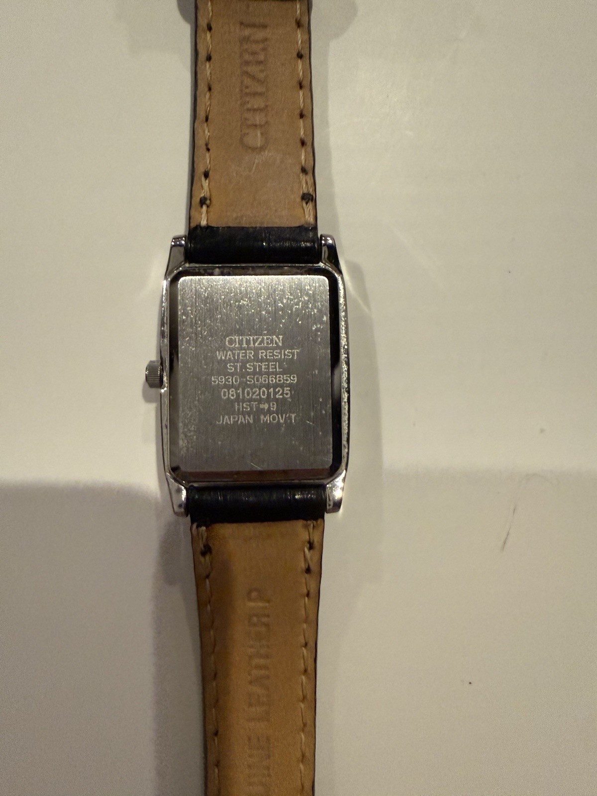 Citizen Women’s Rectangular Watch 5930-S06859 Black Dial Leather Strap Japan