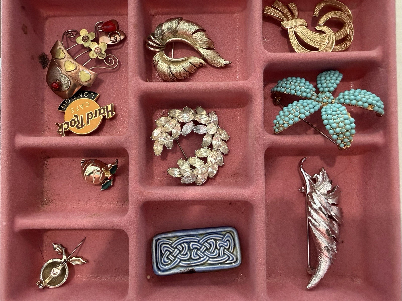 Hard Rock Cafe & Monet 10 pc Mixed Lot Brooches & Pins Enamel Rhinestone