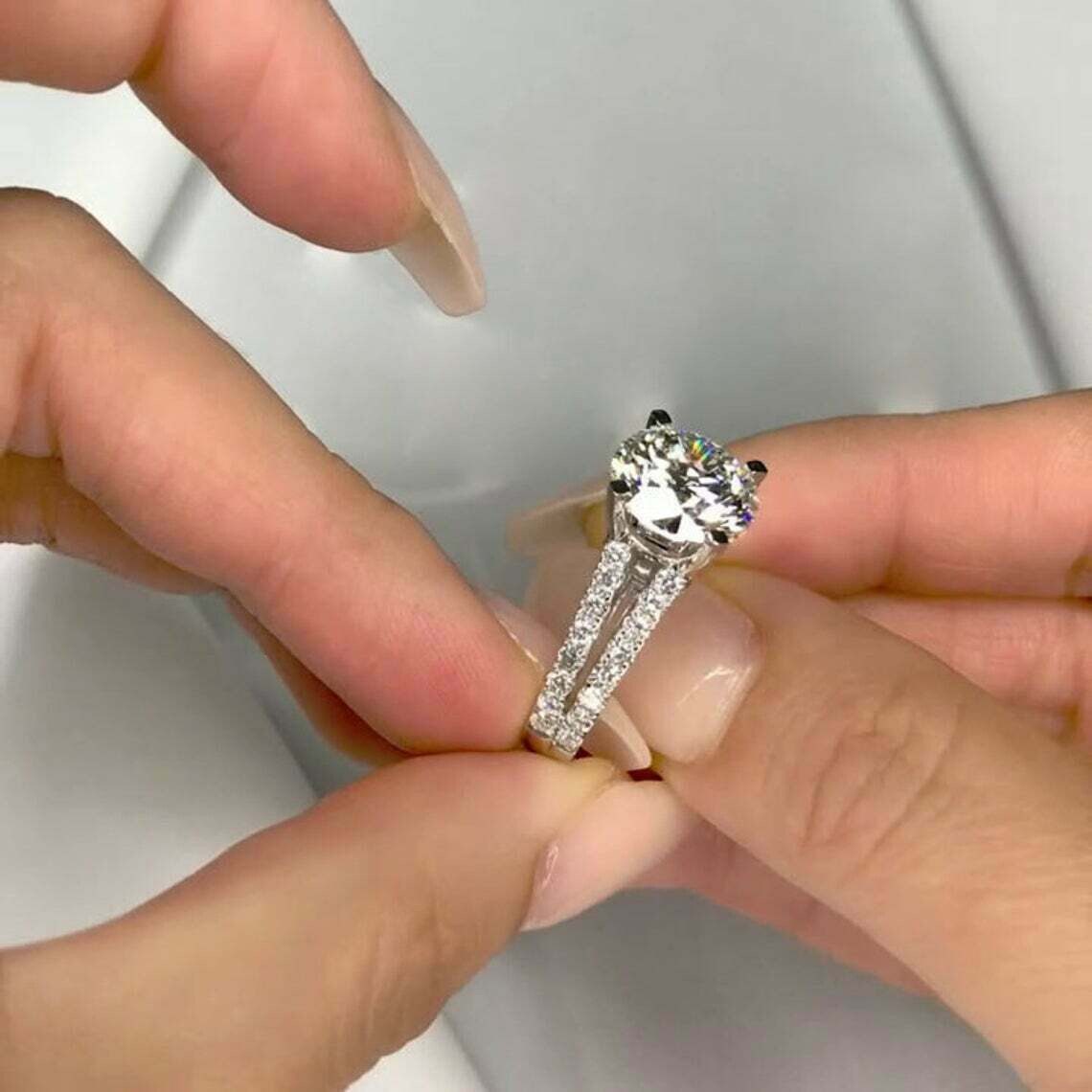 1.50 Ct Lab Created Round Diamond Wedding Ring 14K White Gold Finish