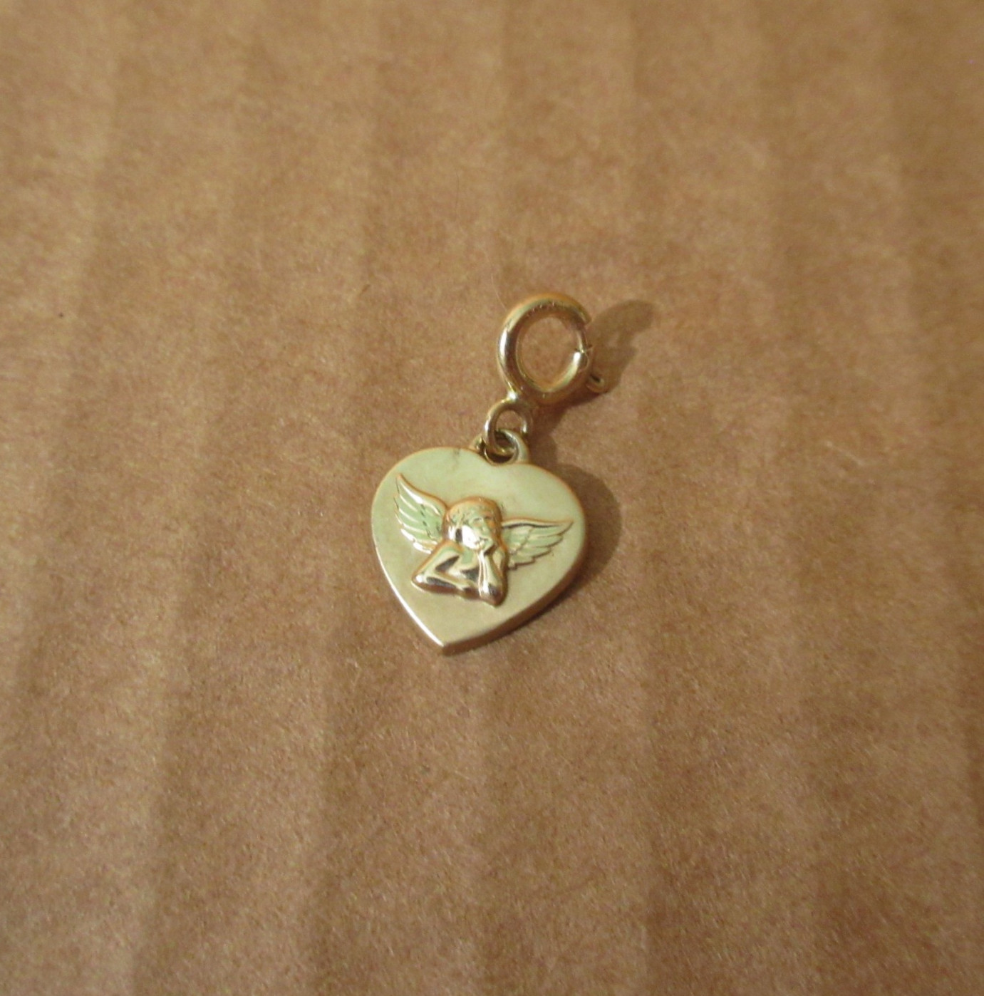 Vtg Charm Pendant Clasp Cherub 14k Yellow Gold My Guardian Angel Protect Me 0.7g