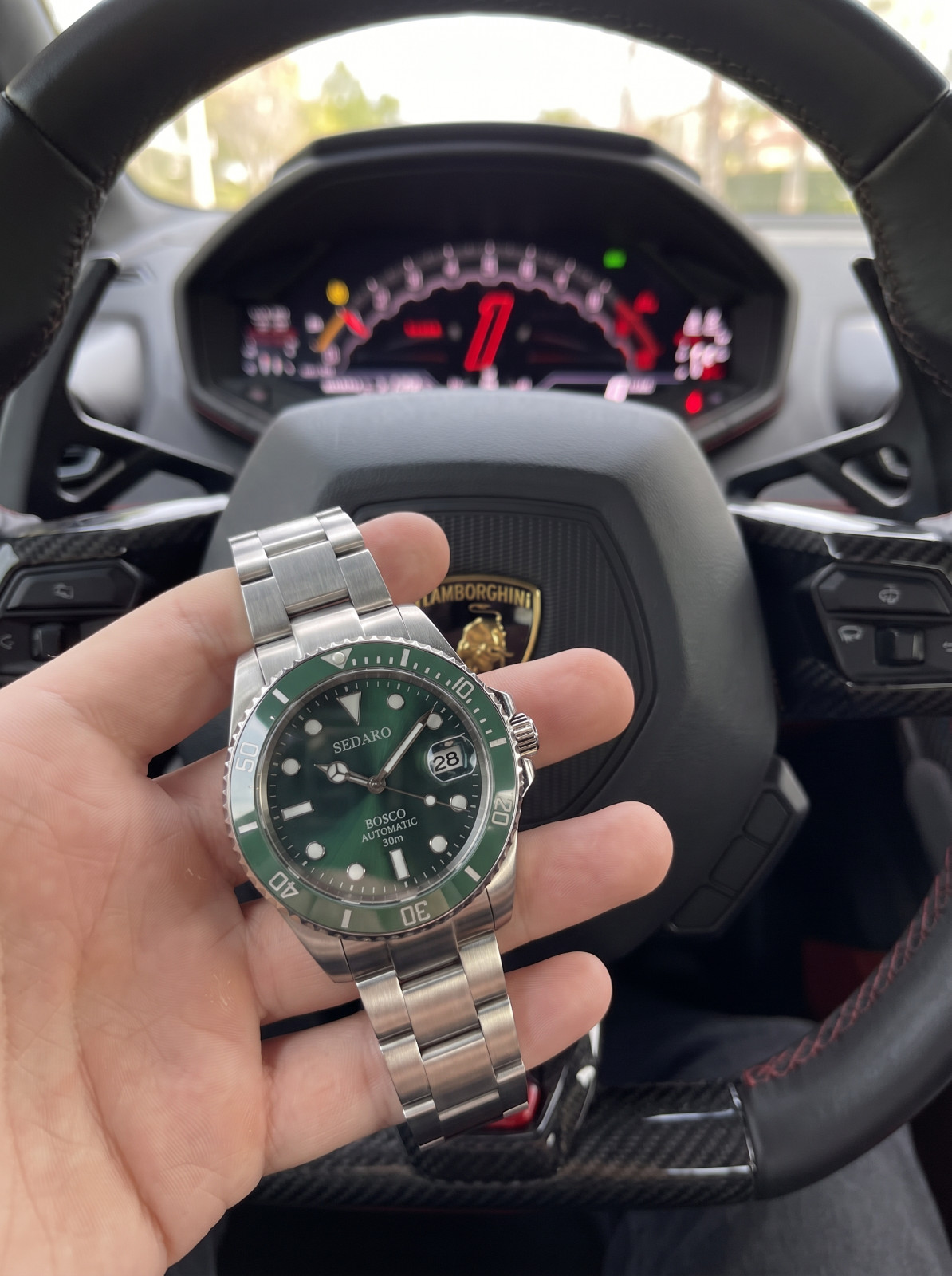 SEDARO Diver Watch NH35 Automatic Green Dial Sapphire Crystal Steel 41mm