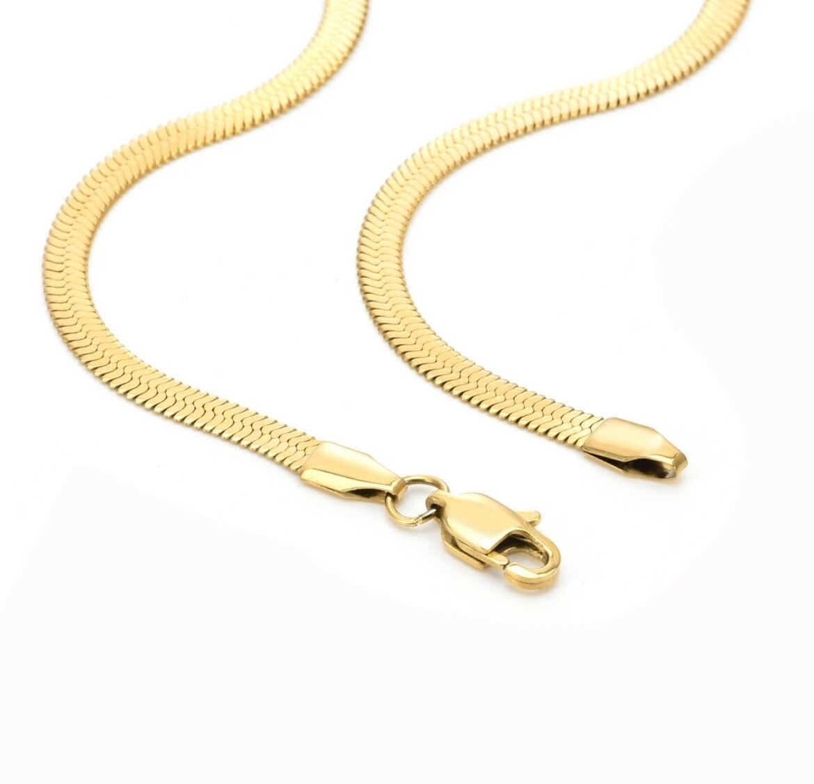 14K Gold Plated Sterling Silver 925 Flat Chain Necklace Italian Silver Jewelry