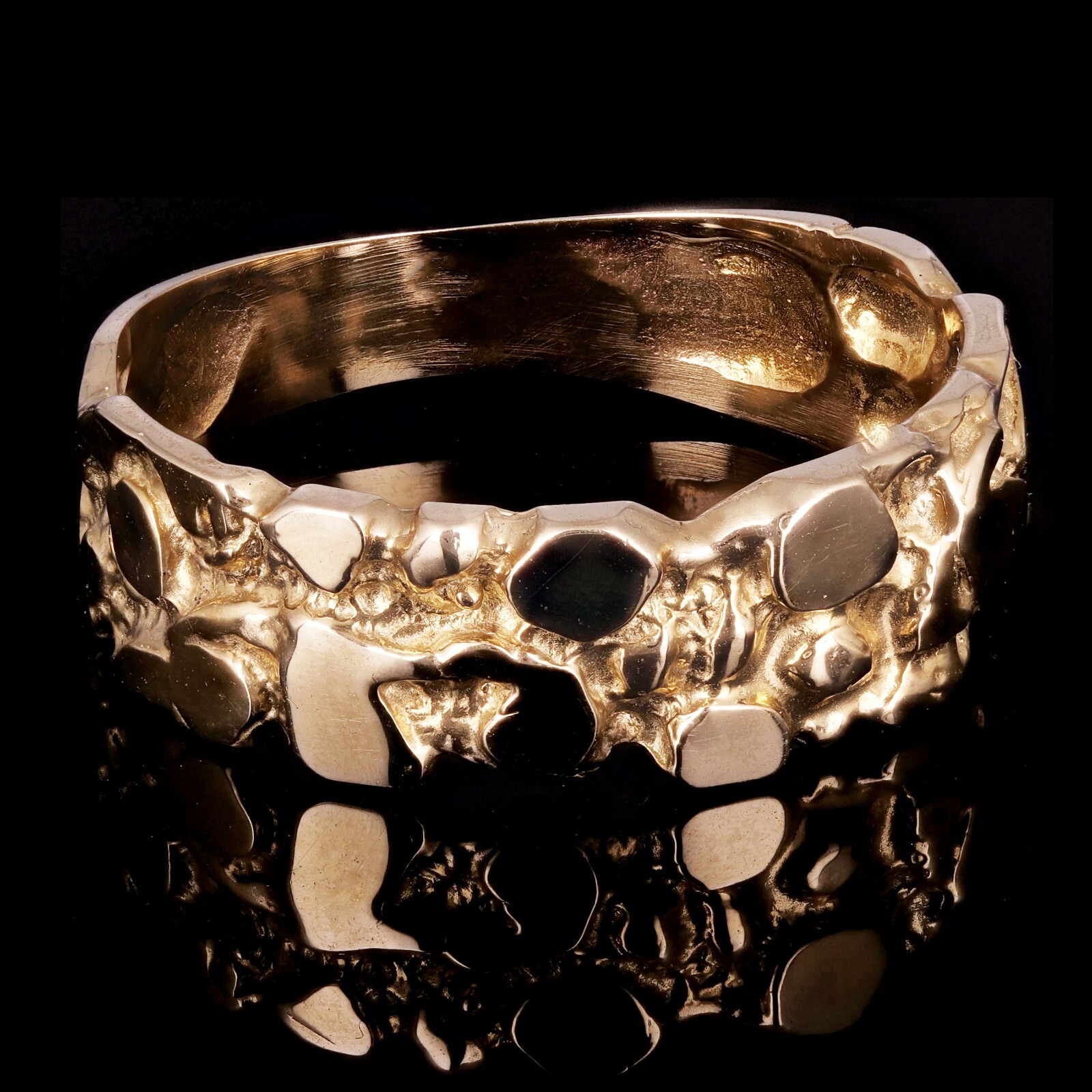 10k Yellow Gold Solid Handmade Nugget Ring Band Size 7 – 7mm 3 grams