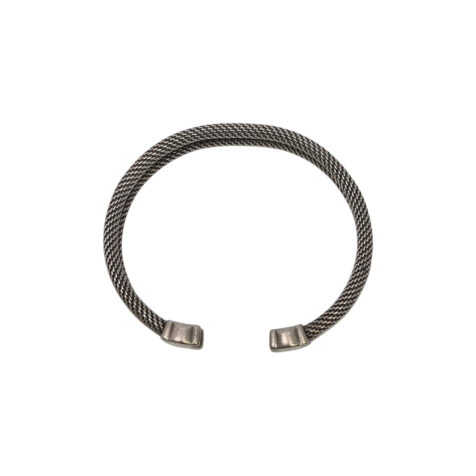 Tous Sterling Silver Bear Motif Mesh Cuff Bracelet #25647