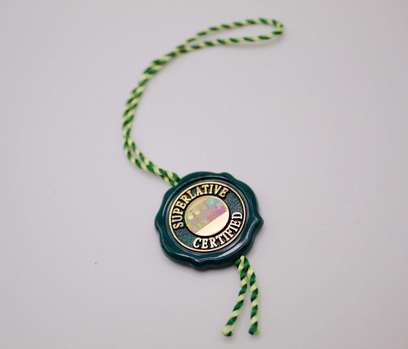 Authentic Rolex Green Hang Tag Multiple Crown Hologram Certified Superlative
