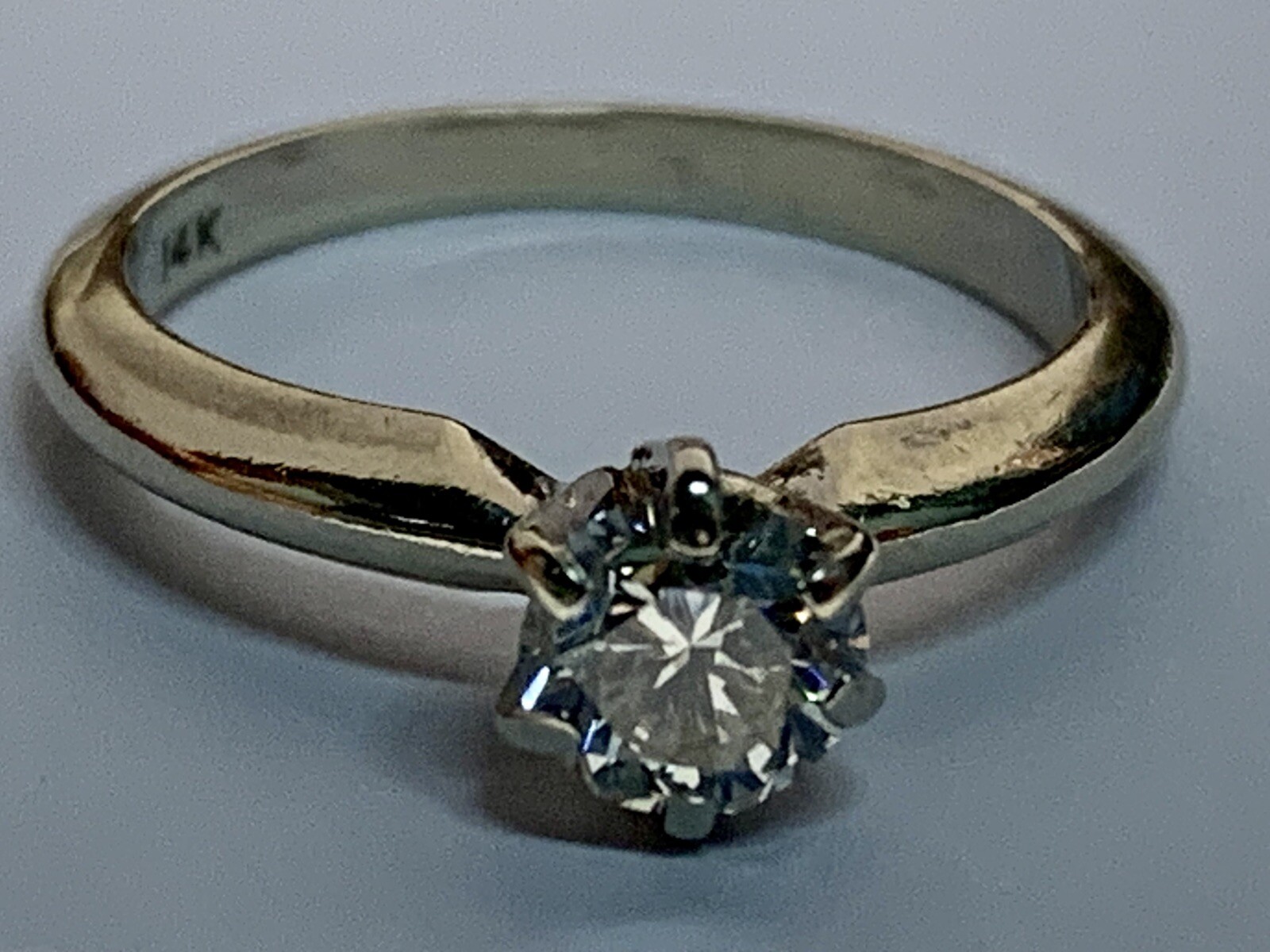 14k Solid Yellow Gold Diamond Ring. Vintage Antique, Estate Natural Earth Mined