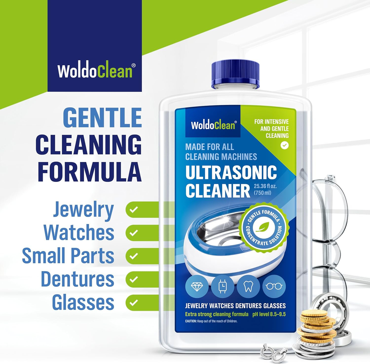 Ultrasonic Cleaner Solution 25.4 Fl Oz – Concentrated Jewelry Cleaner Liquid for