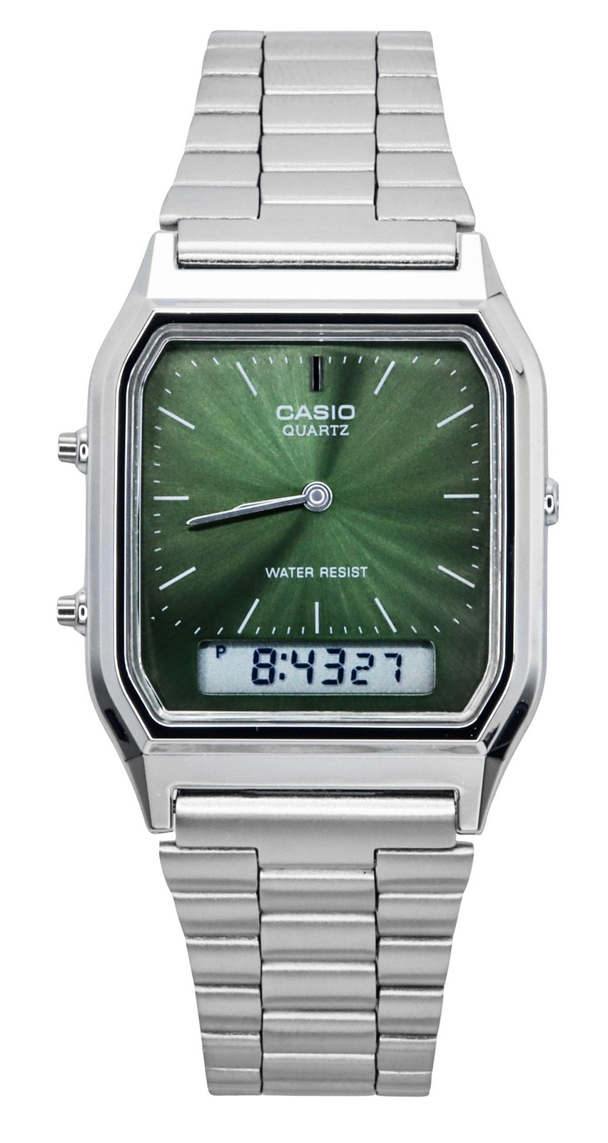 Casio Vintage Analog Digital Green Dial Quartz Steel AQ-230A-3AMQY Unisex Watch