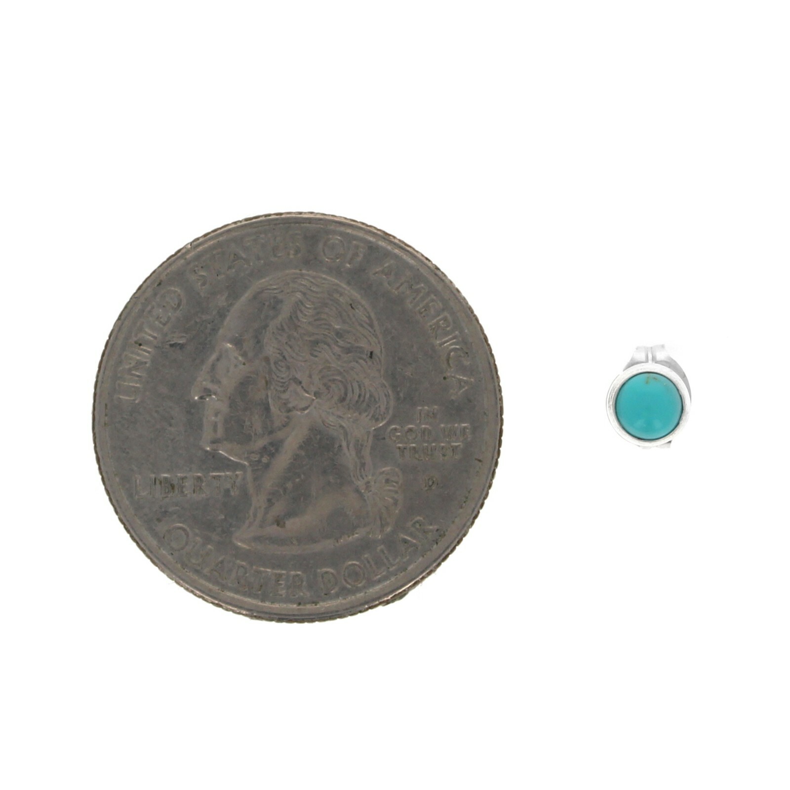 Turquoise Studs, Sterling Silver, Small Round Post Earrings, Second Hole, Mini T