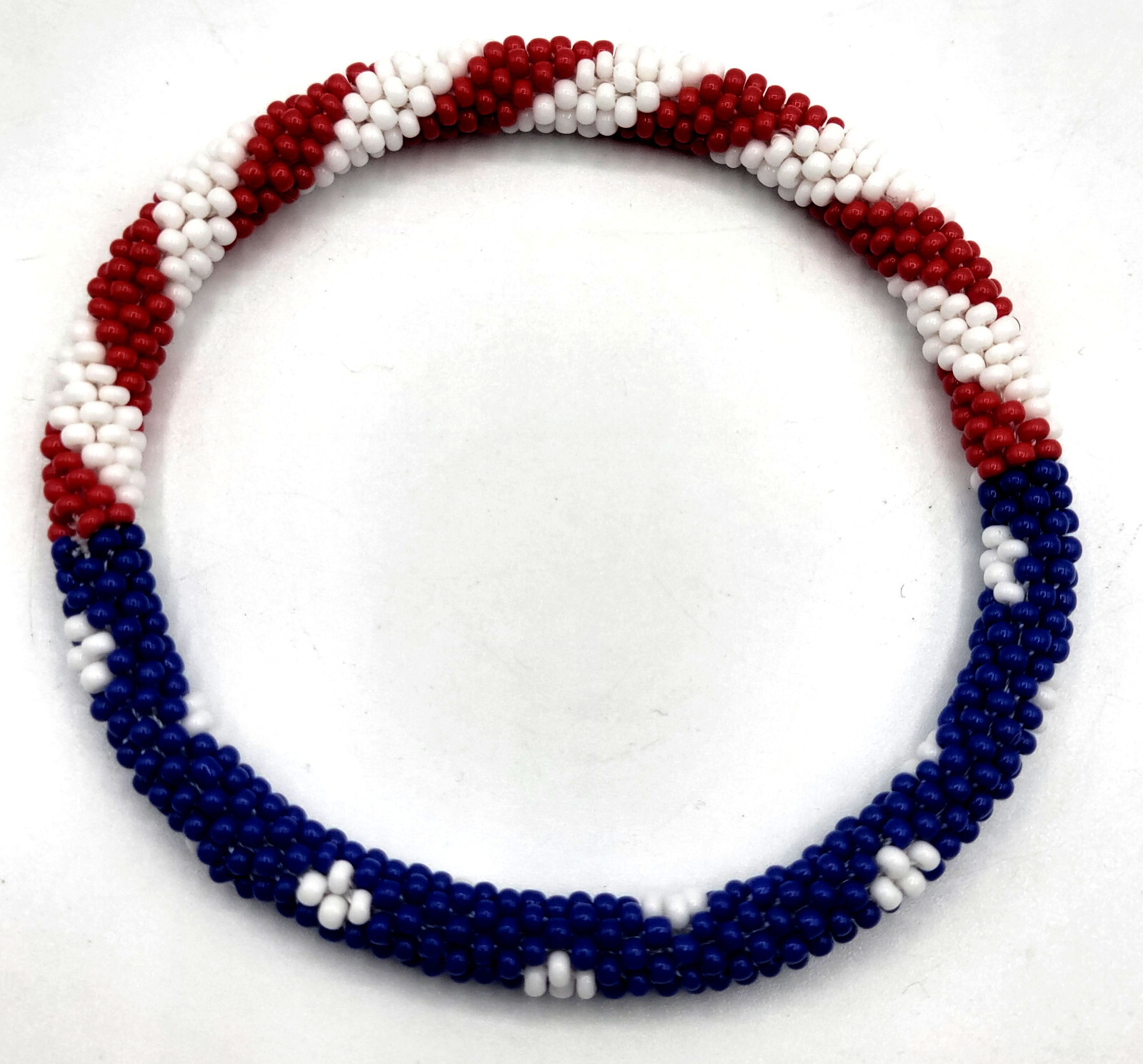 American Flag Style Stacked Bracelets Nepal Glass Bead Bracelet Seed Bead