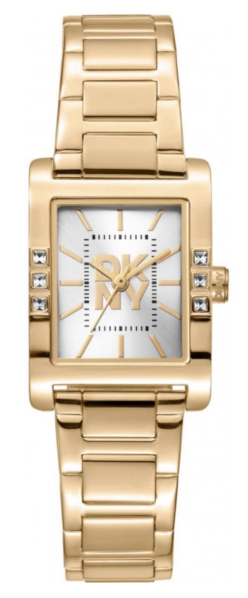 DKNY Ladies Westside Gold Tone Glitz Wrist Watch W/Box MSRP $199. NIB