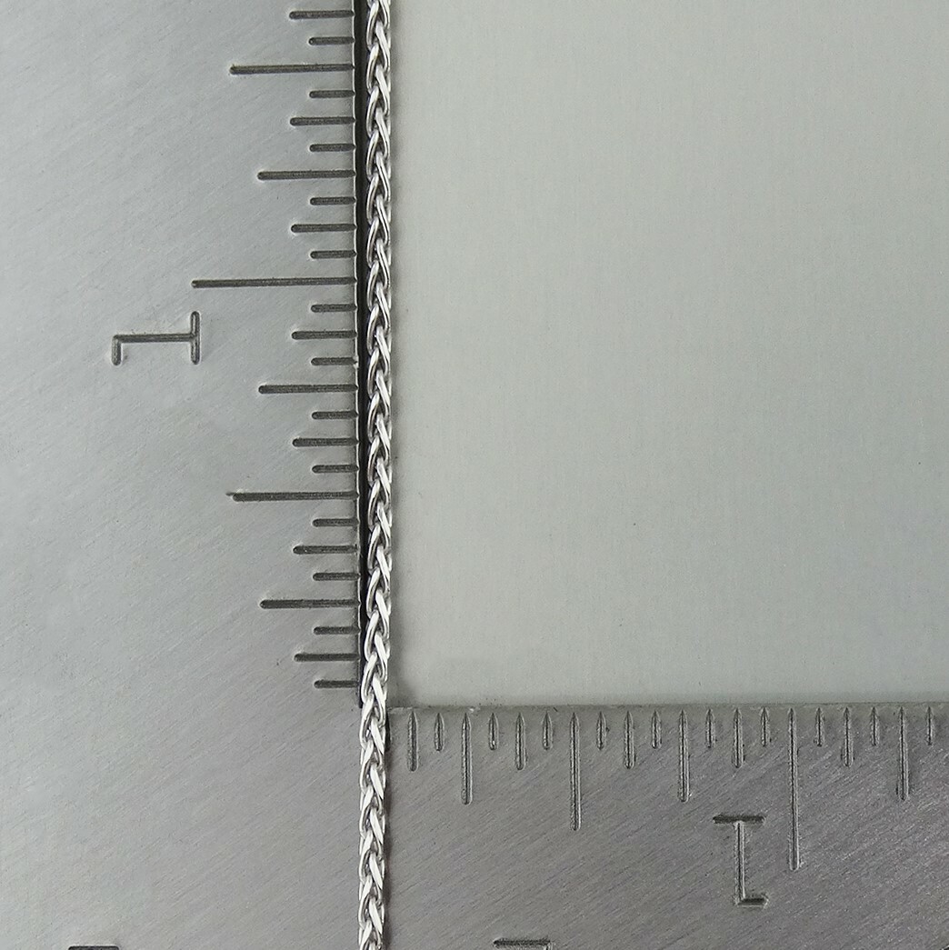 1.5mm Spiga Wheat Chain – Rhodium Plated 925 Sterling Silver – Polished Lobster