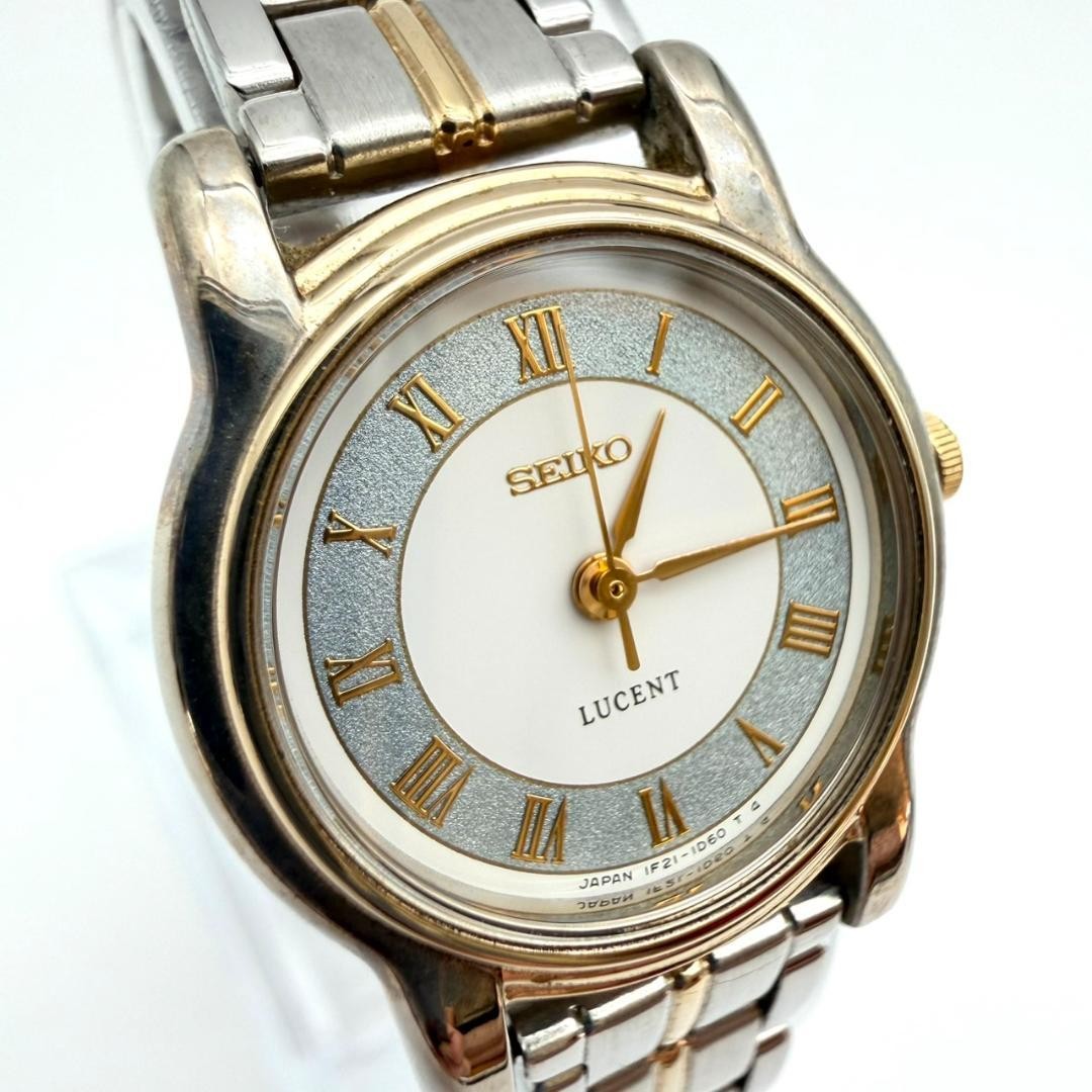 Excellent condition Seiko Lucent wristwatch, new battery, Roman numerals, gold,