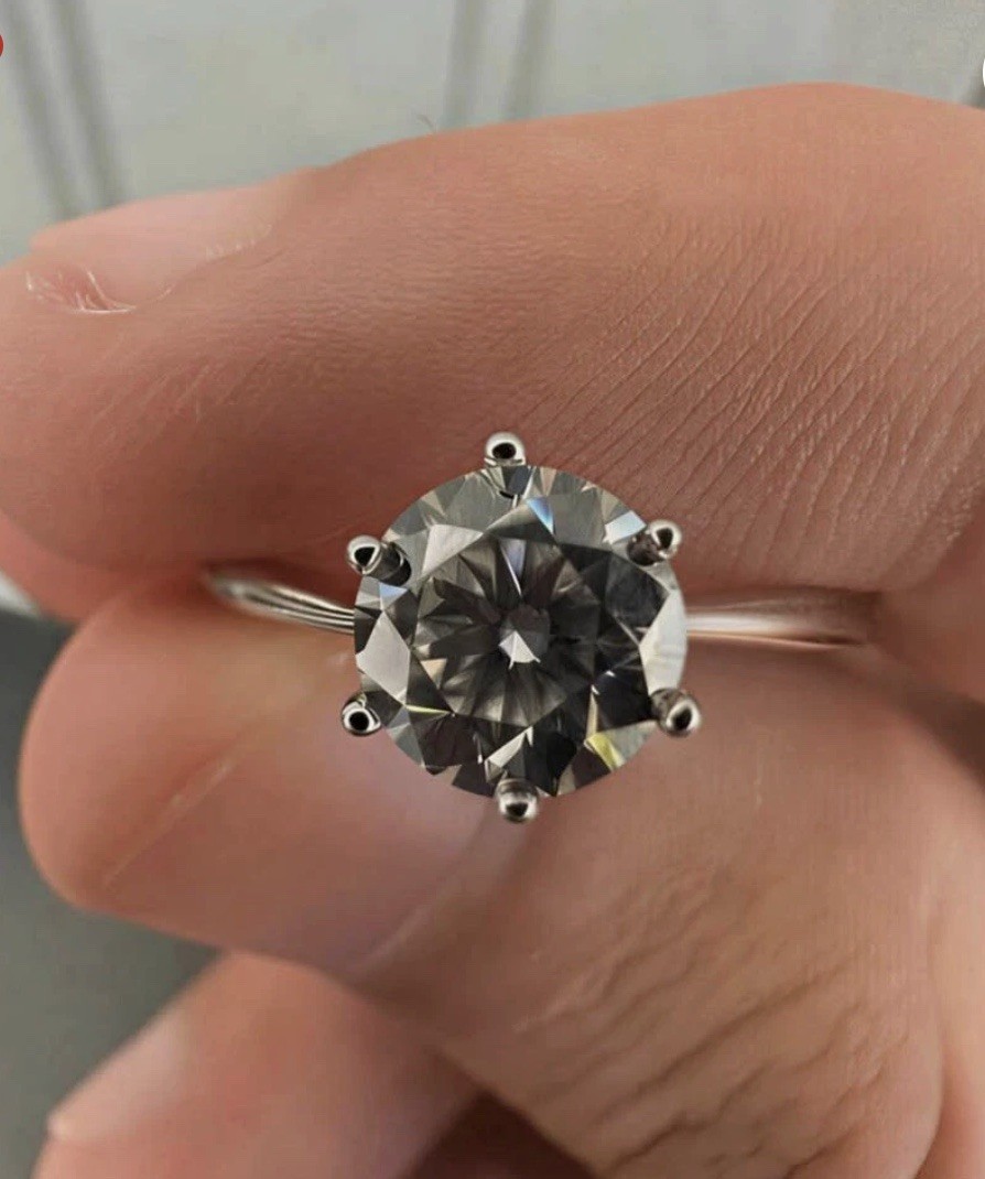 VVS1 Moissanite Adjustable Ring 925 Sterling Silver With Gra Certificate 1CT