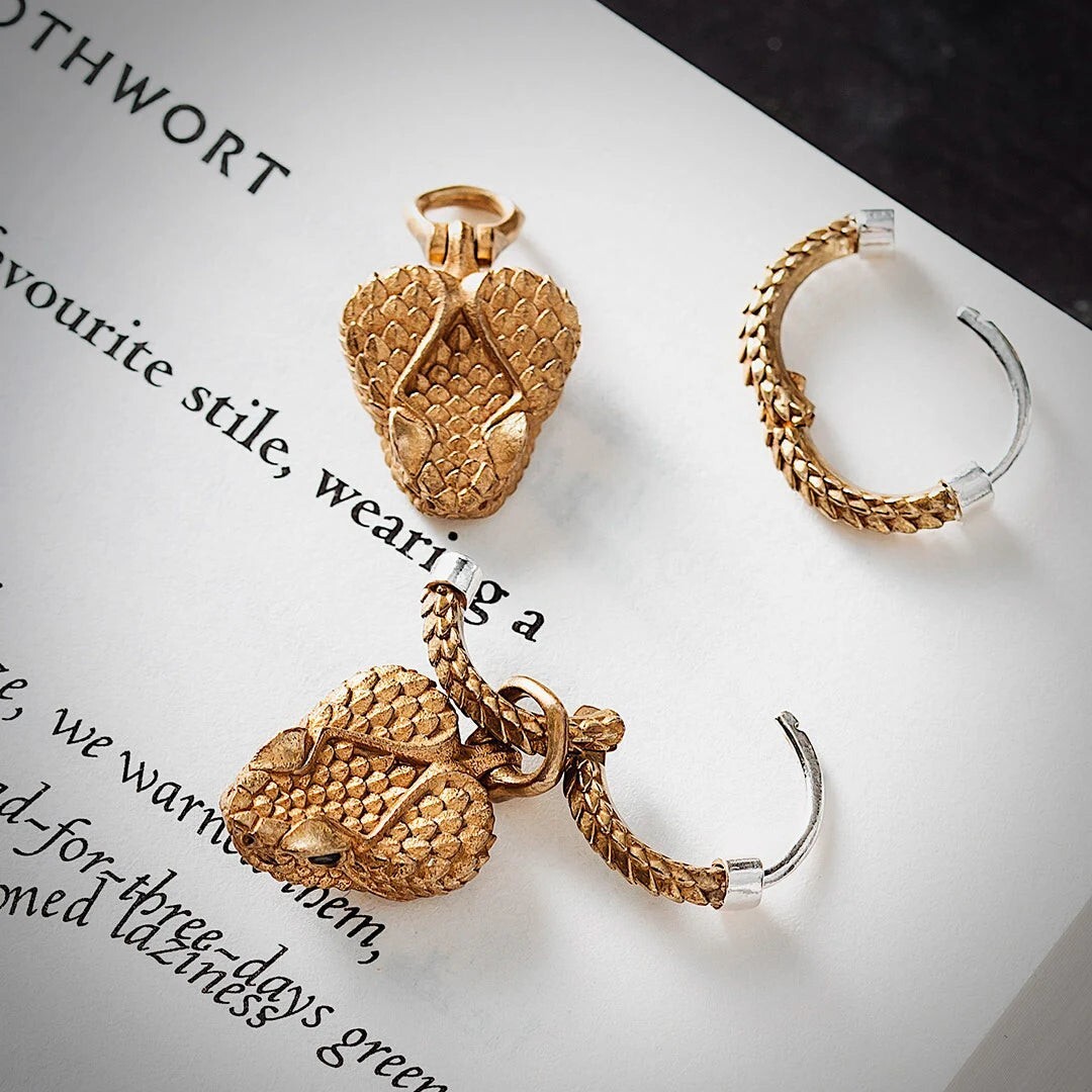 Rattlesnake Head Earrings Dangle Drop Hoop Earrings 925 Sterling Silver Ear Pins