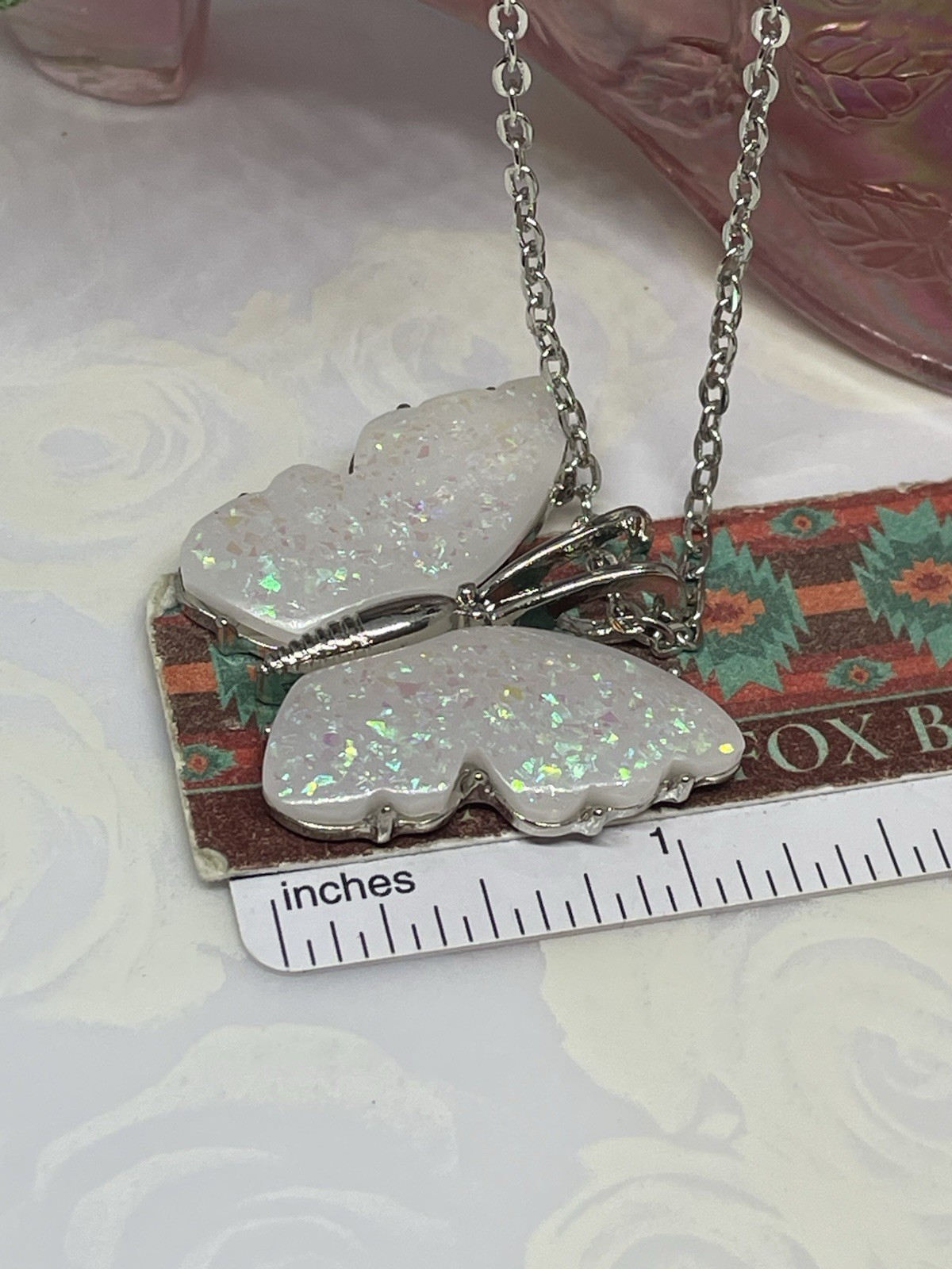 Silver Fire Opal Butterfly Anniversary Birthday Wedding White Gift Memorial Brid