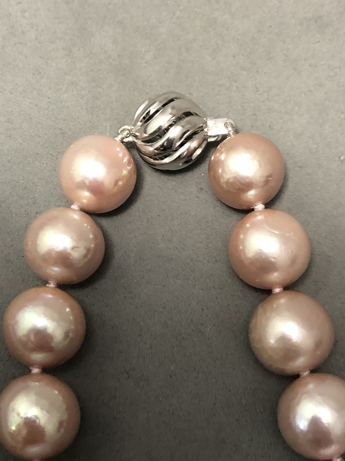18” Pink KASUMIGA PEARLS w/EARRINGS, 12-15mm Sz, JAPAN, 14K WHITE GOLD CLASP