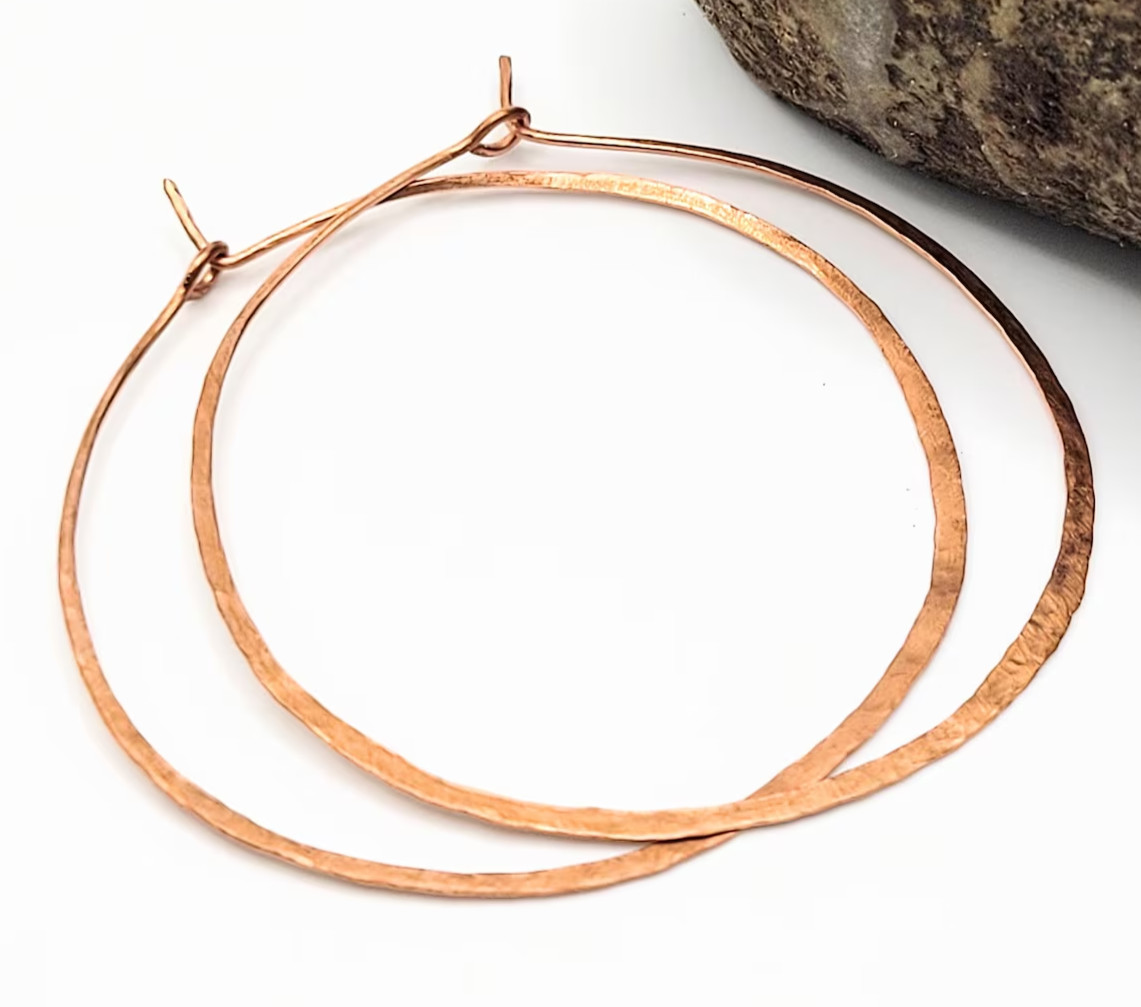 Pure Copper Healing Circle Circular Hoop Earrings Jewelry, Spiritual Kriya