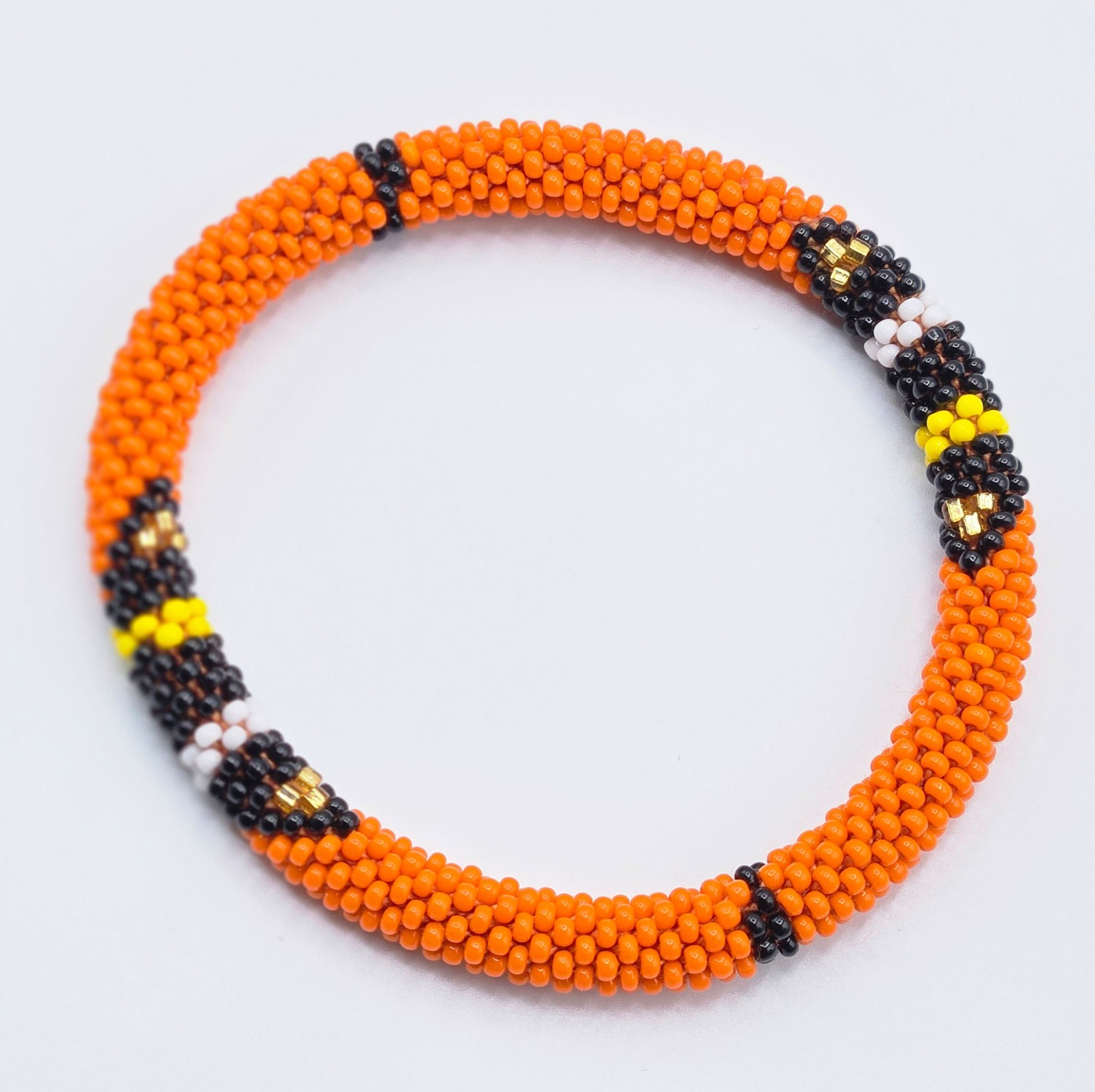 Set of 3 Handmade Glass Seed Bead Beaded Multi Color Stackable Crochet Bracelets