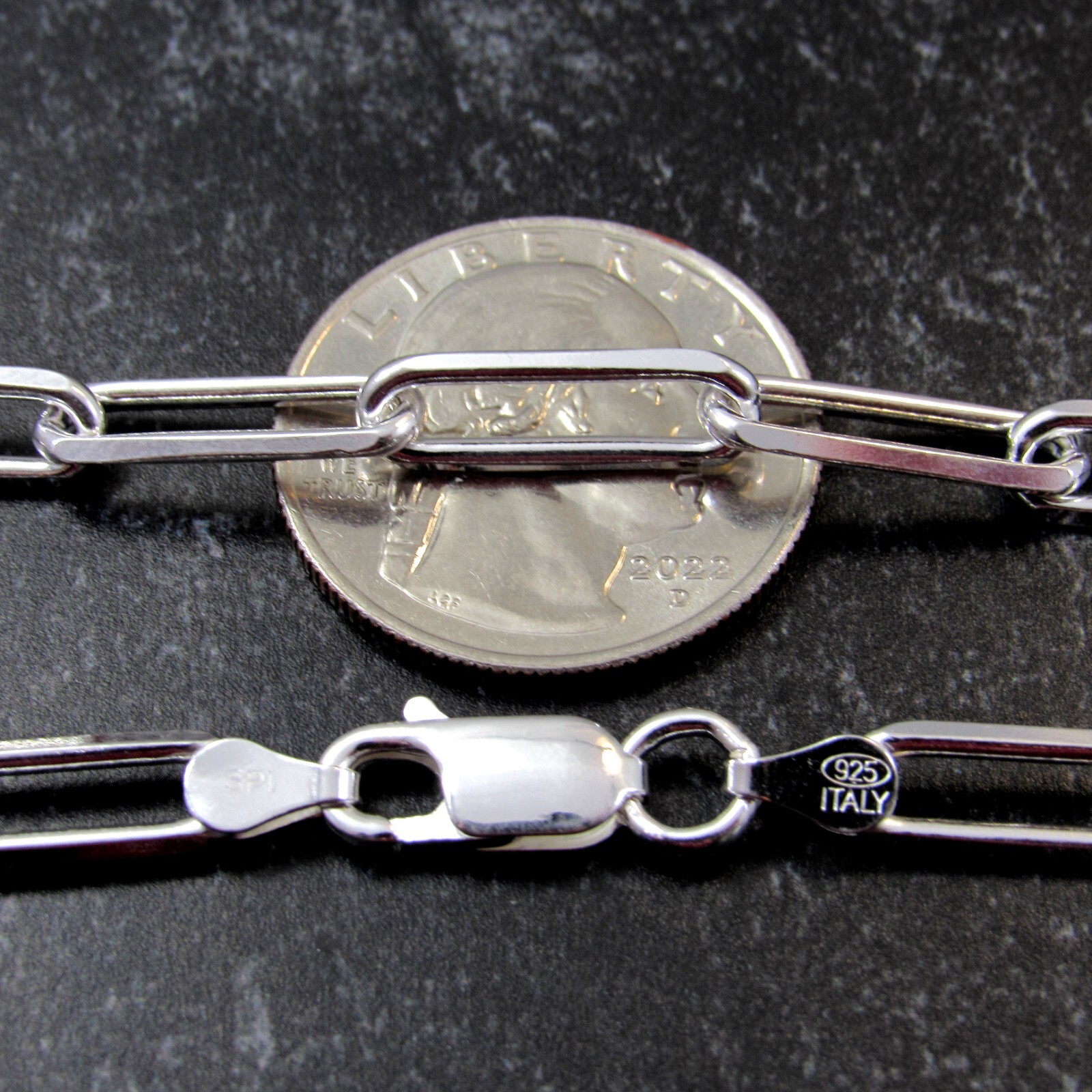Solid 925 Sterling Silver Italian Paperclip Rectangle Chain Necklace or Bracelet