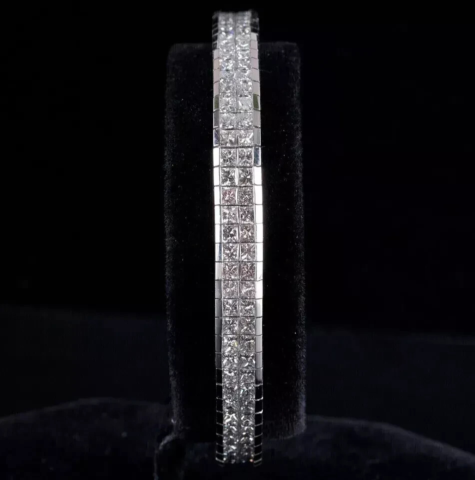 Men’s Charming Bracelet 10Ct Princess Lab-Created Diamond 14K White Gold Plated