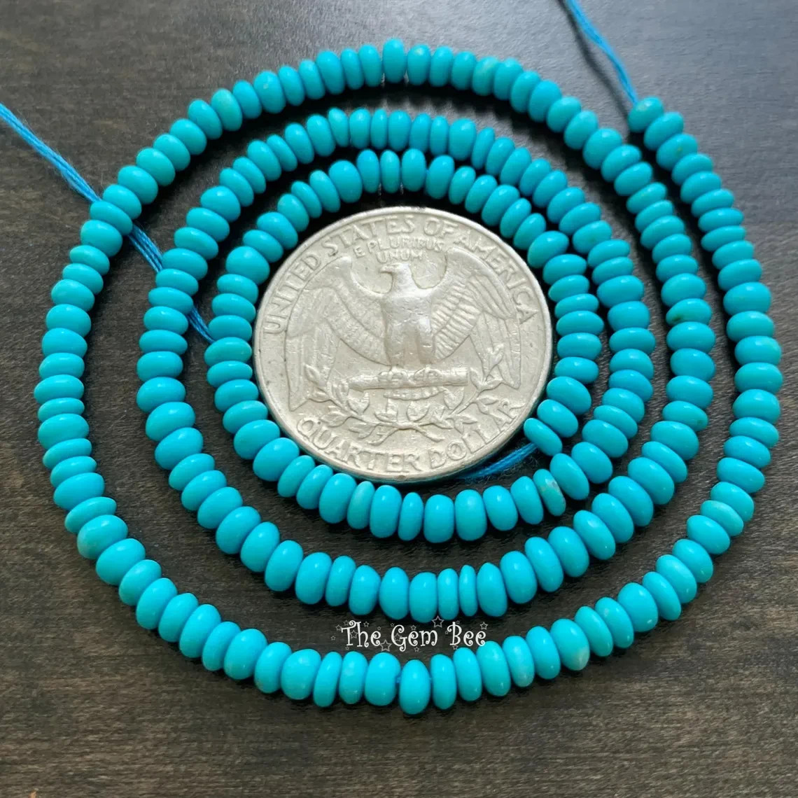 3.5MM Even Size Sleeping Beauty Turquoise Smooth Rondelle 16 inch strand