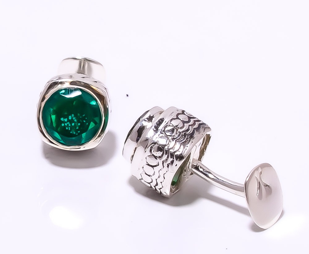 Neon Blue Apatite 925 Sterling Silver Bali Cufflink Men’s Jewelry CL735827