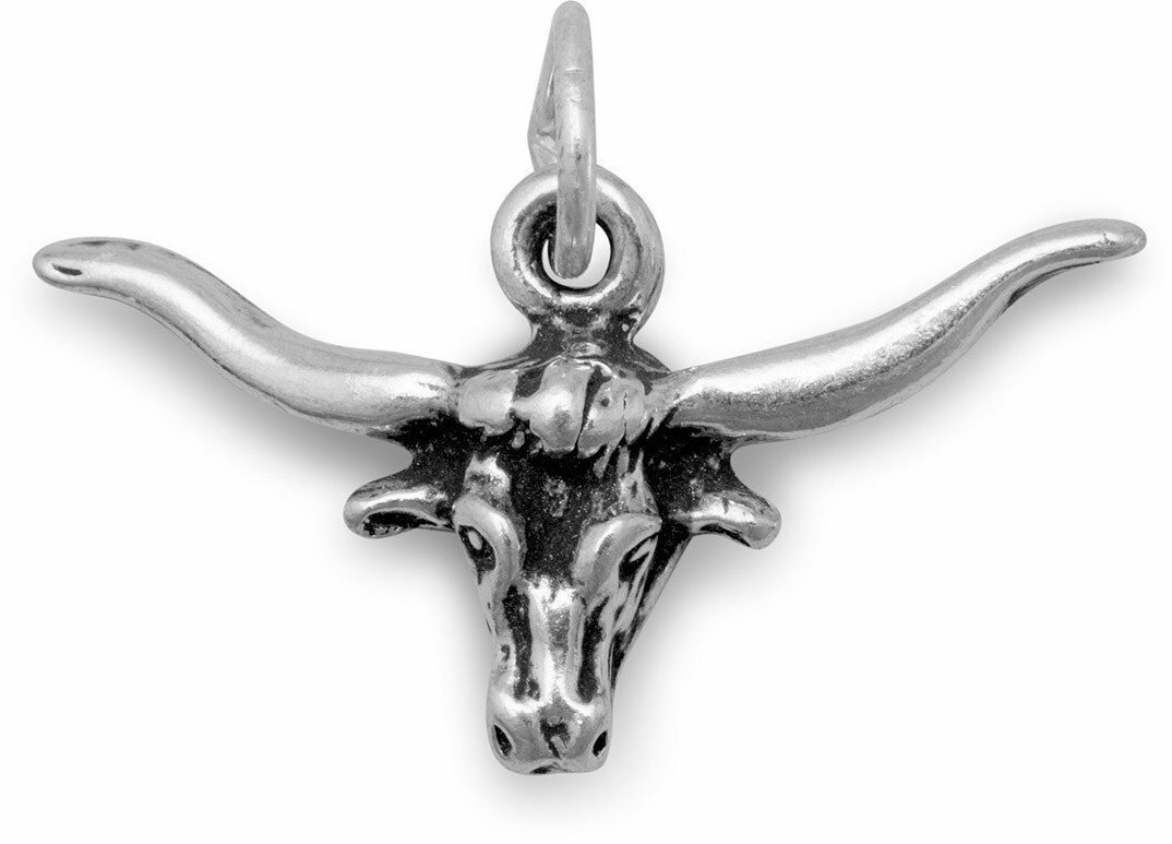 12x23mm (C) Longhorn Charm .925 Sterling Silver