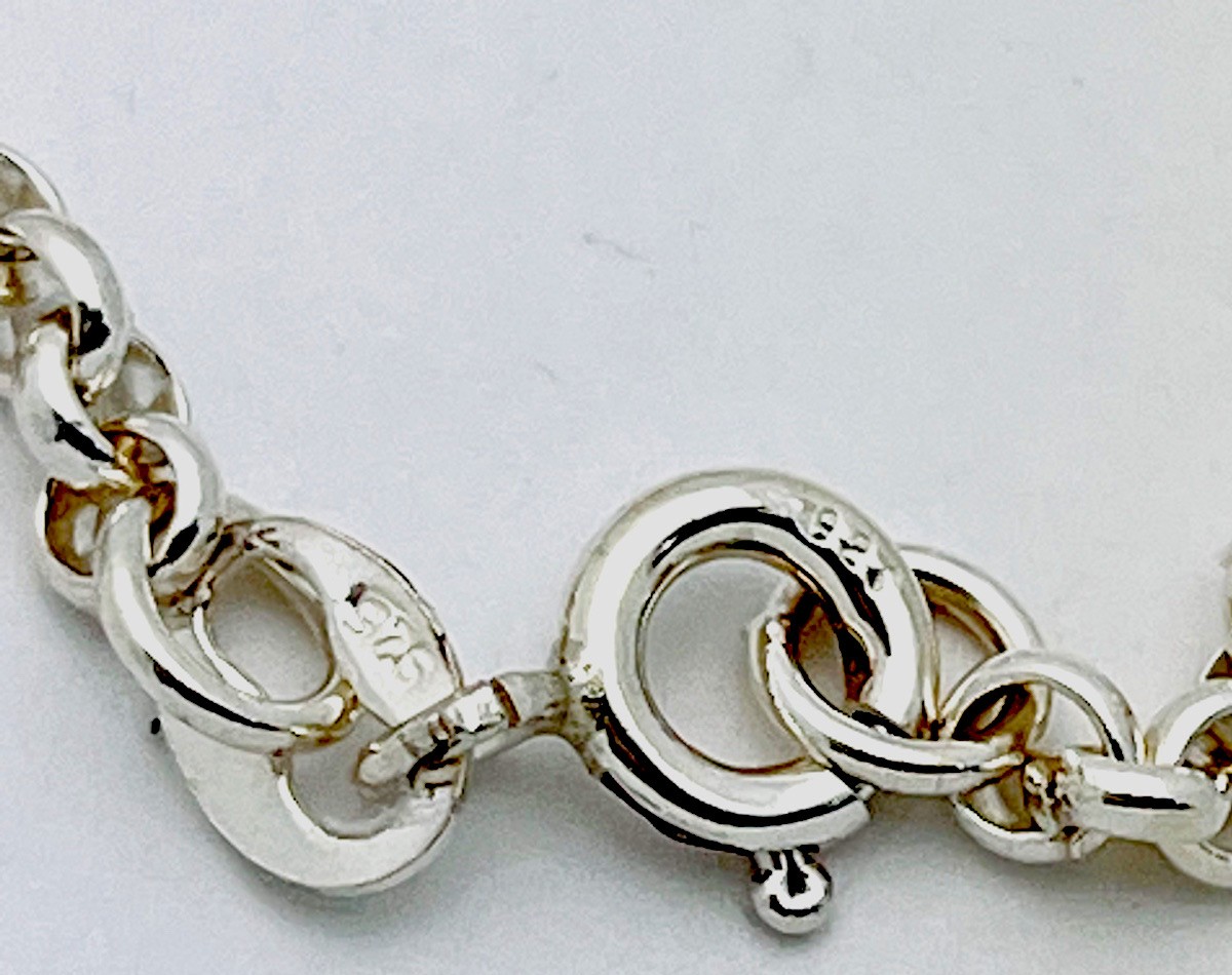 925 Sterling Silver 5.3 Gram Puffed Heart Ball Link Bracelet 7 1/2”