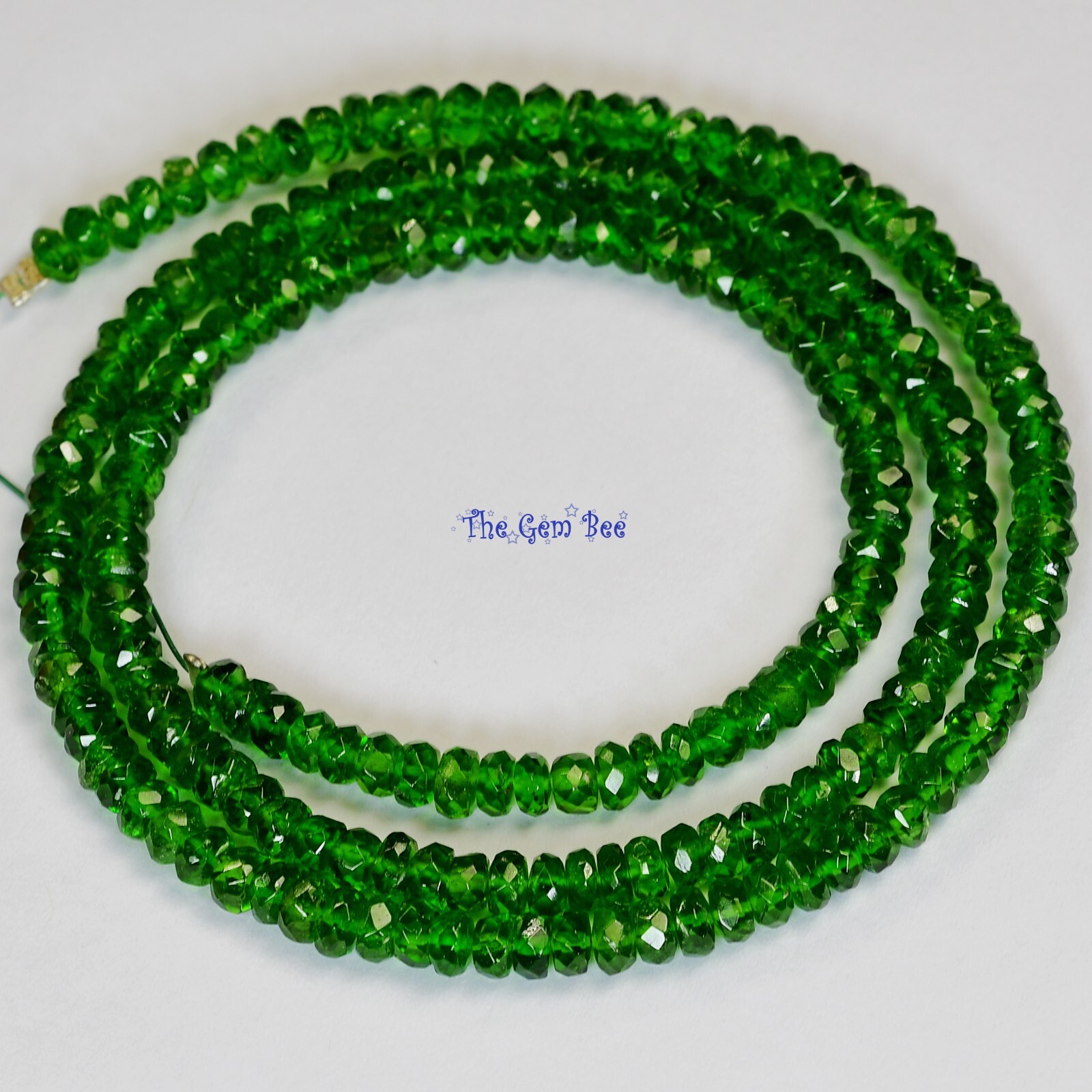 3.2mm-4.2mm Siberian Chrome Diopside Faceted Green Rondelle Bead 16″ Strand