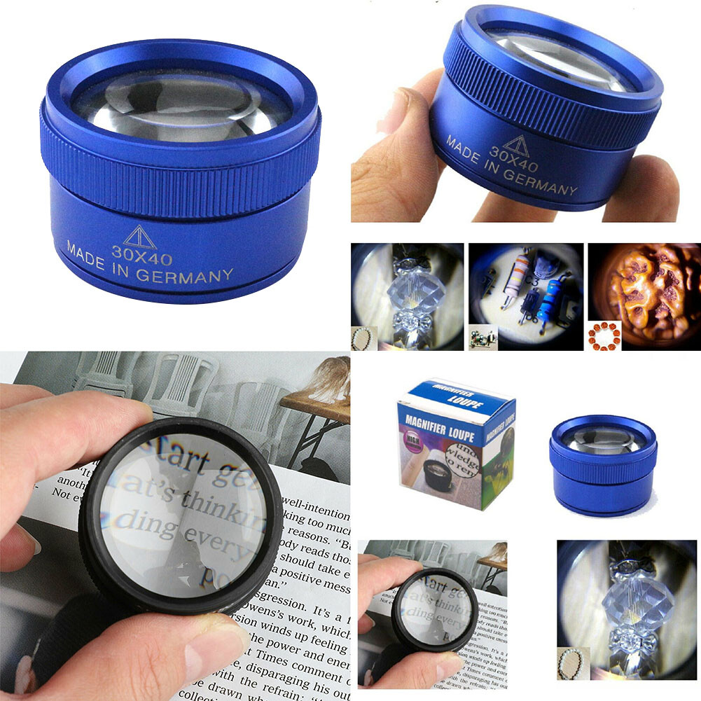 US 1-2 40×30 Magnifying Loupe Eye Glass Loop Pocket Magnifier Jeweler Watch Gems