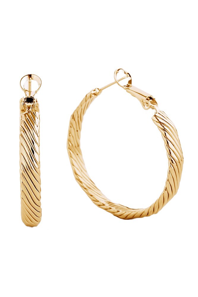 Do Everything in Love 14K Gold/White Dipped Omega Closure Hoop Earring Korea