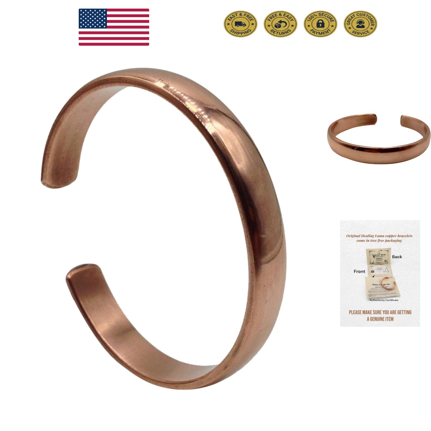 Authentic Hand Forged Copper Bracelet with Adjustable Sizes, Made in Nepal