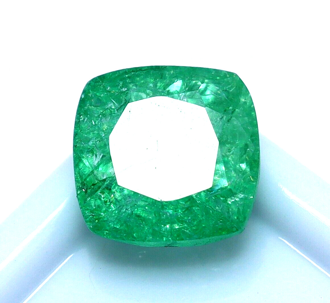 Natural Green Emerald 4.75 Ct Colombian Cushion Cut Certified Loose Gemstone