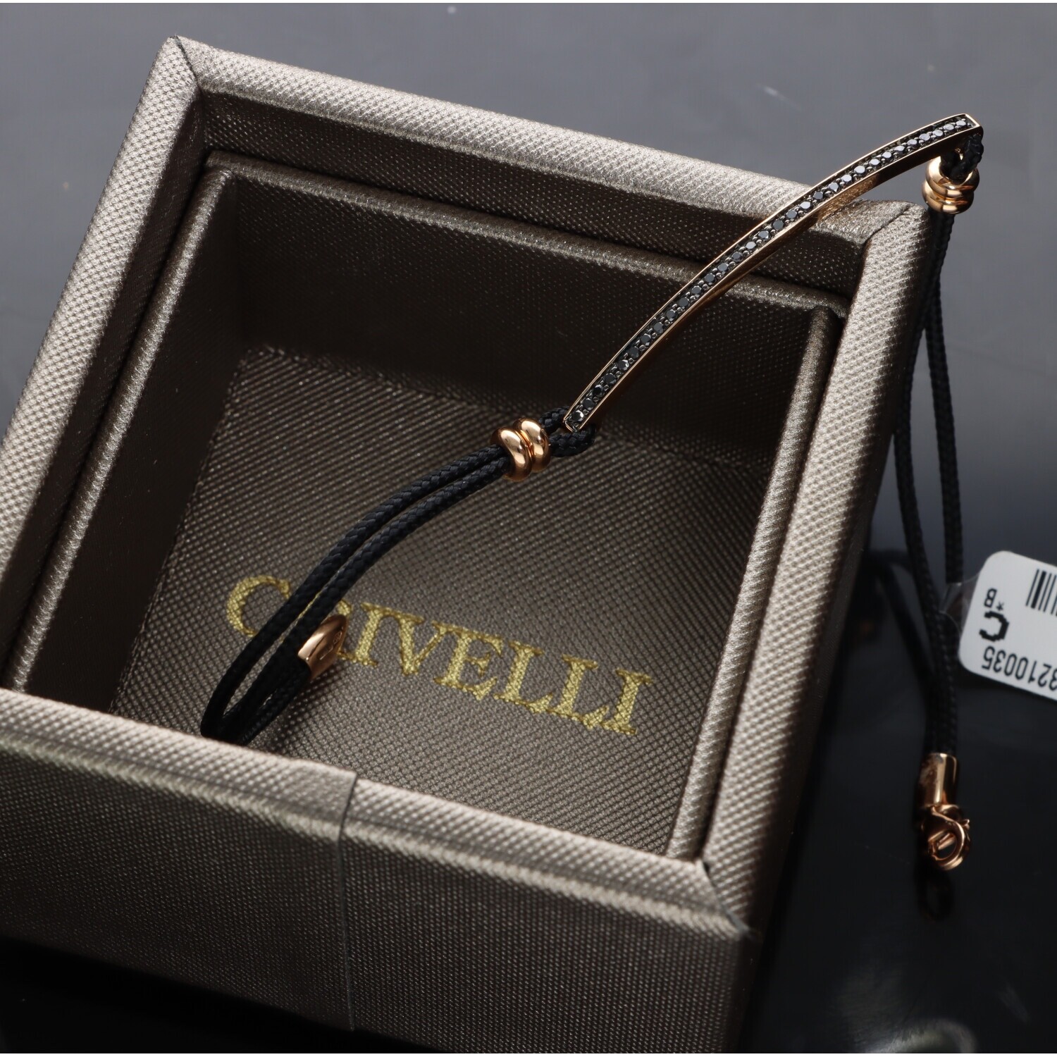 CRIVELLI 750/1000 GOLD DRAWSTRING BRACELET, 18 KT, BRILLIANT BLACK