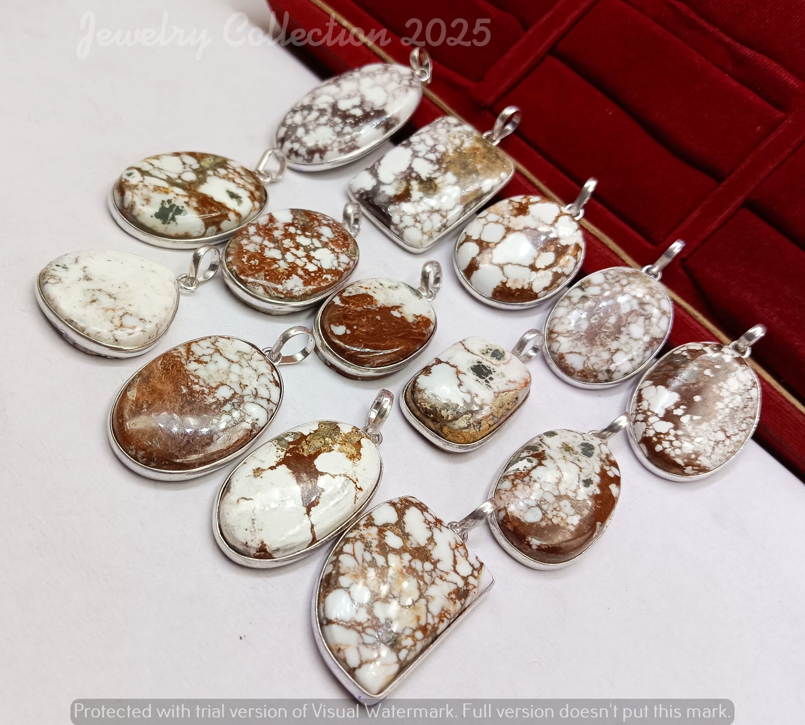 Wild Horse Jasper Gemstone 5PCS Pendants 925 Silver Plated Wholesale Jewelry Lot