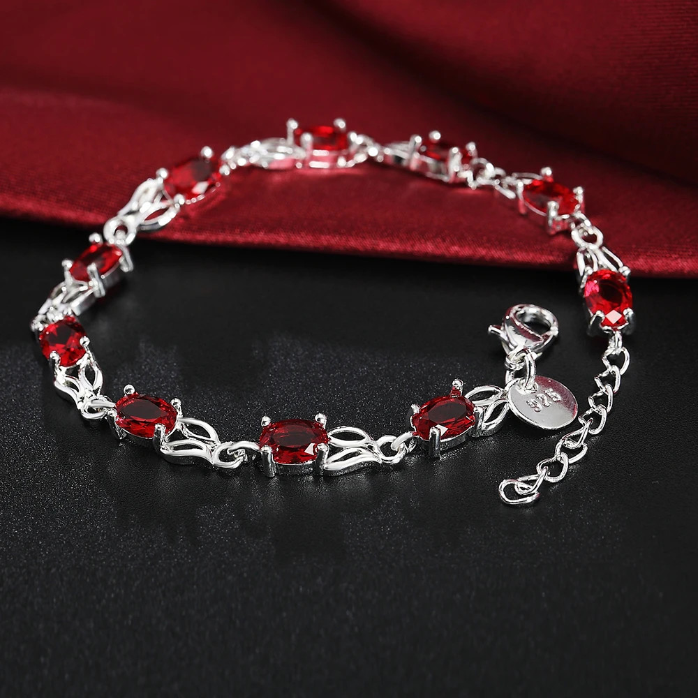 925 Sterling Silver Charm Glossy Bead Bangle Women’s Fashion Bracelet Jewelry