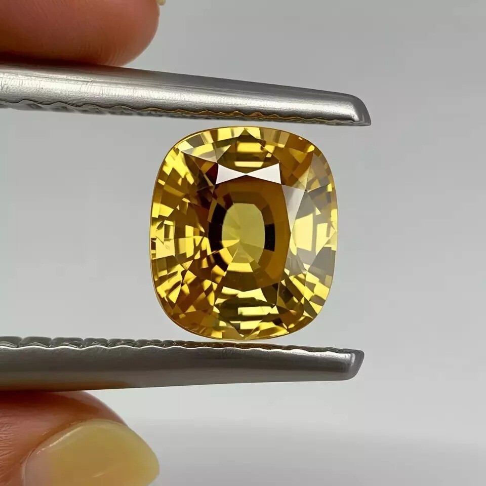 Natural Ceylon Yellow Sapphire Cushion Cut 15-16 Ct EGL Certified Loose Gemstone